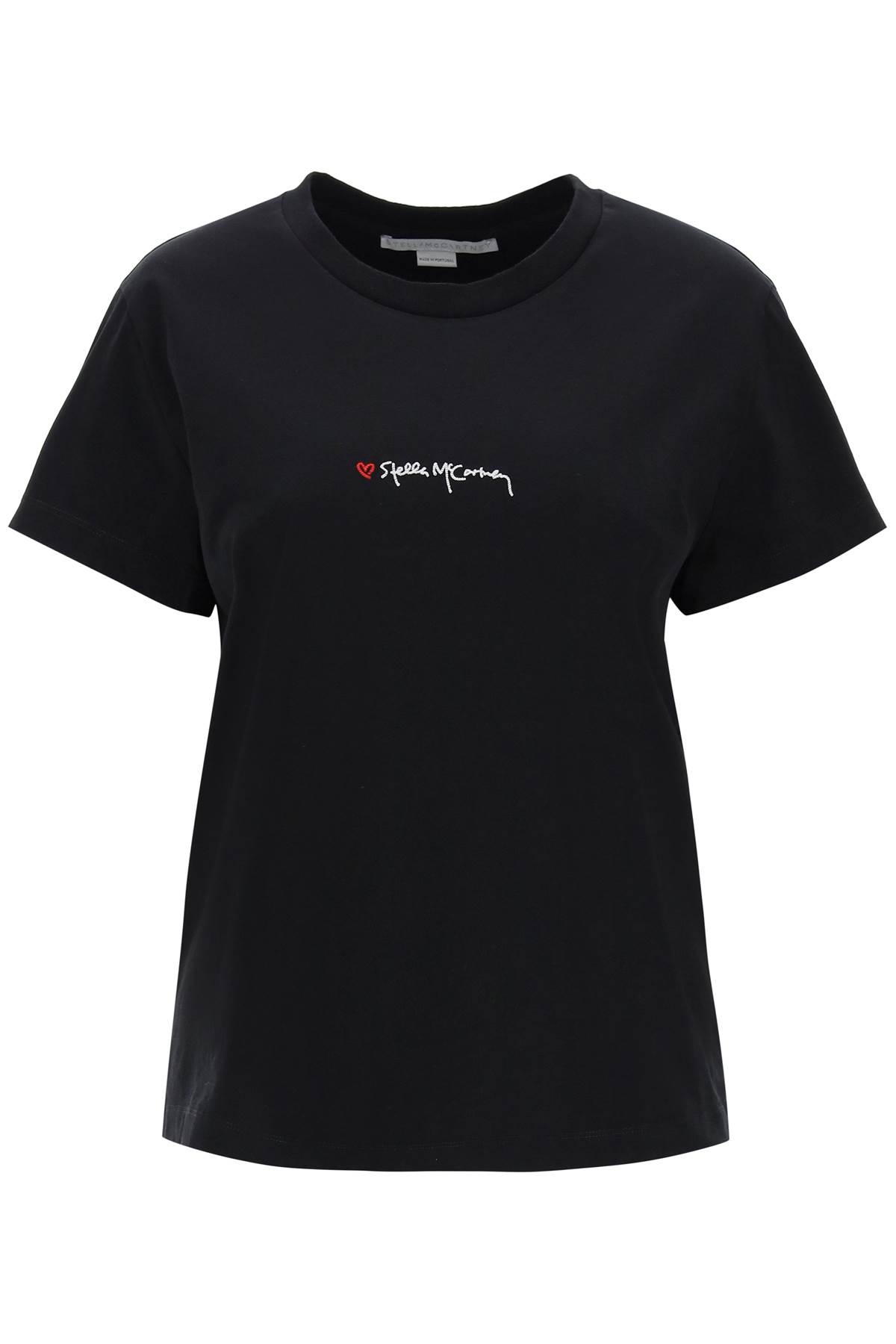 Shop Stella Mccartney T-shirt With Embroidered Signature In Black