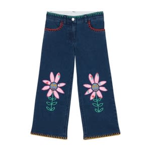 STELLA MCCARTNEY STRAIGHT JEANS WITH FLORAL EMBROIDERY