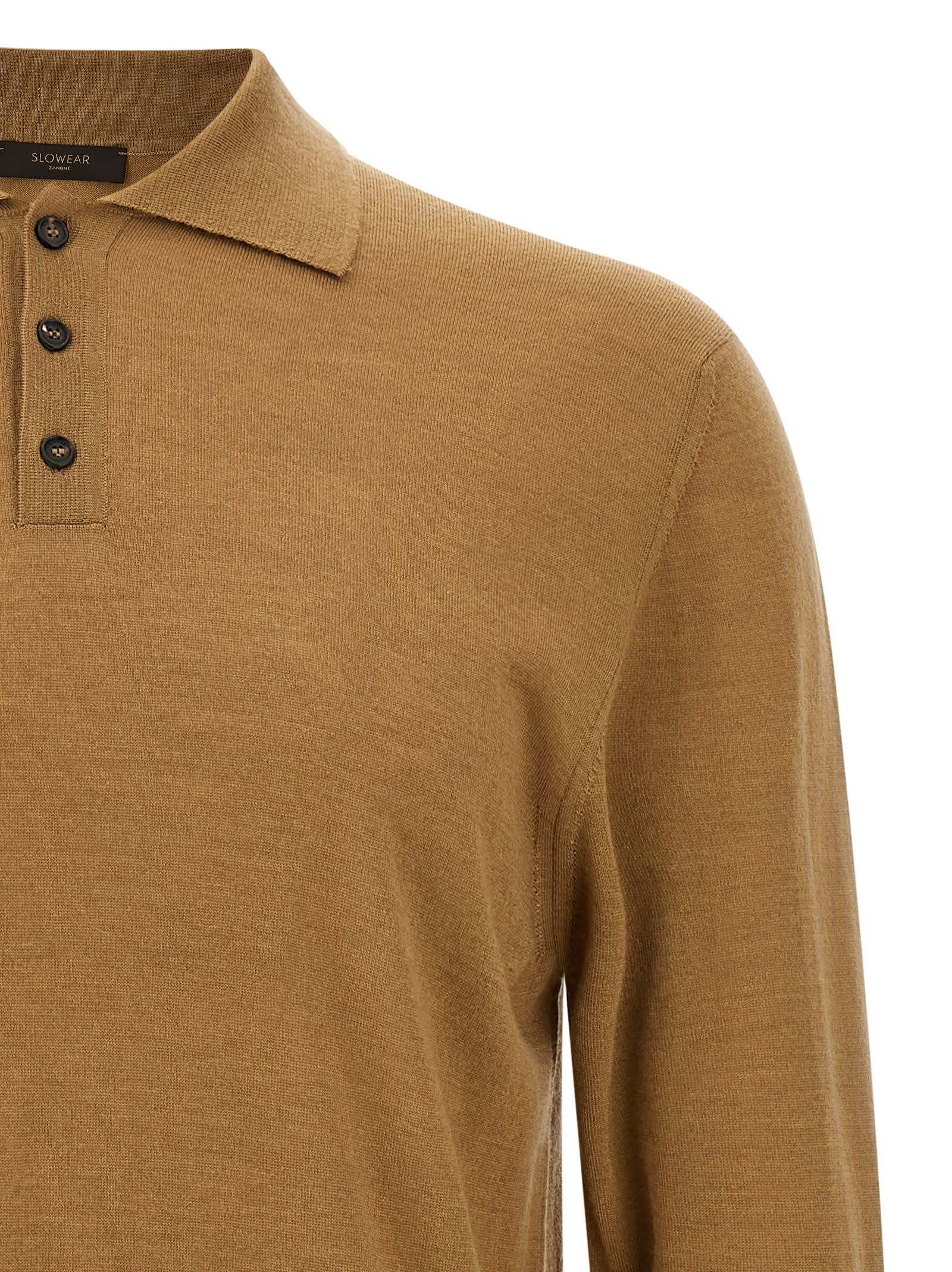 Zanone Cashmere-silk Blend Polo-neck Sweater In Brown