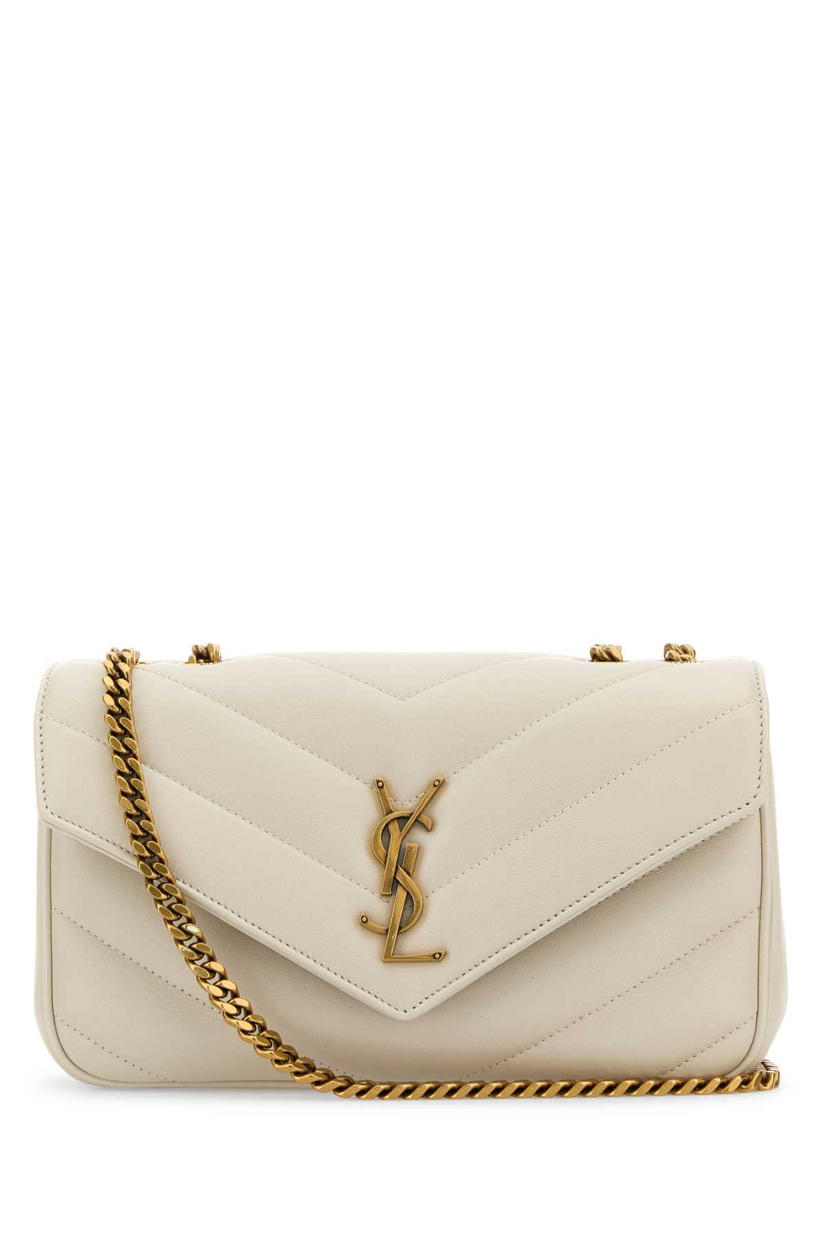 Saint Laurent Ivory Leather Small Loulou Shoulder Bag