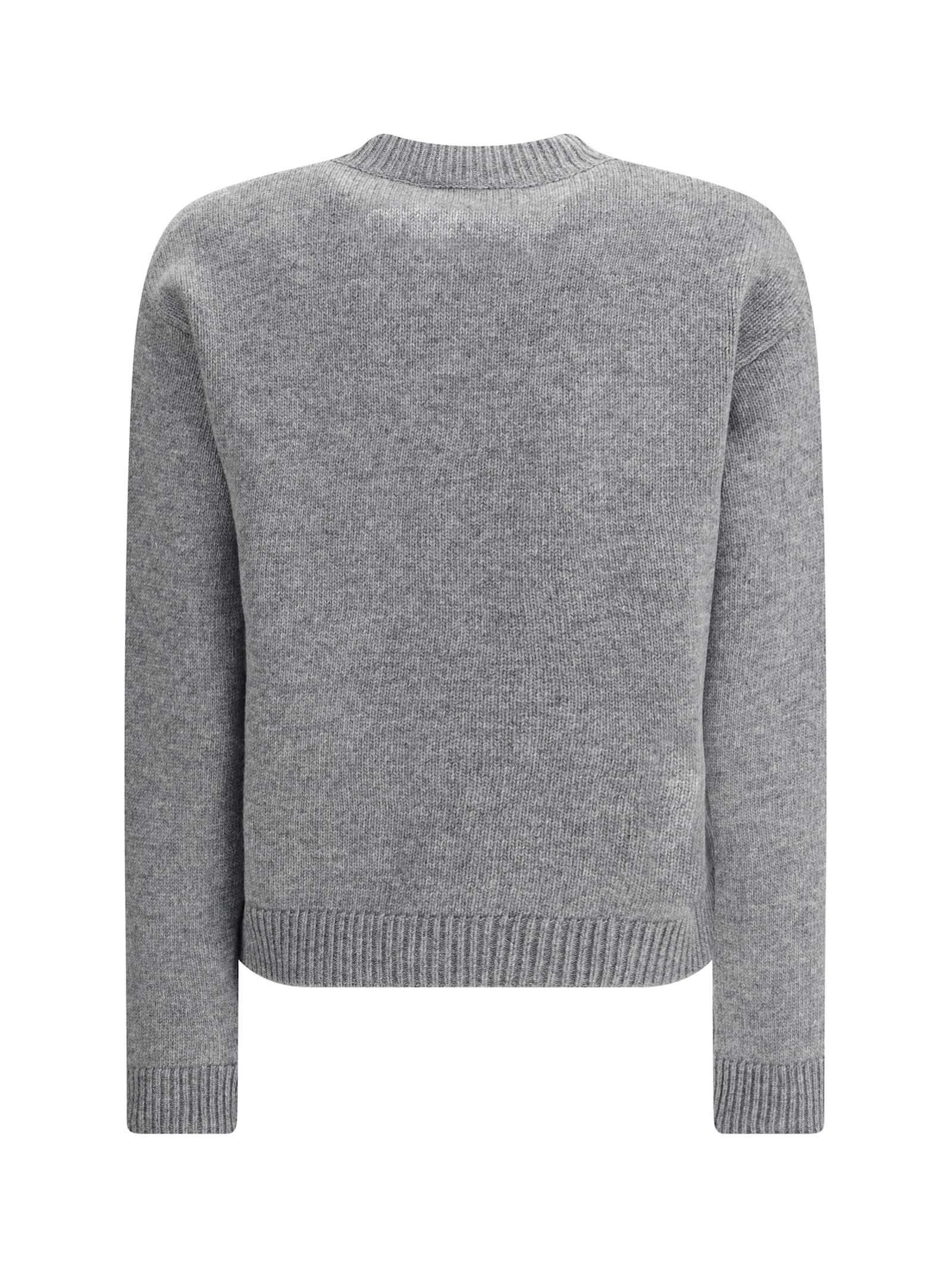 Gucci Wool Sweater With Embroidered Monogram In Gray