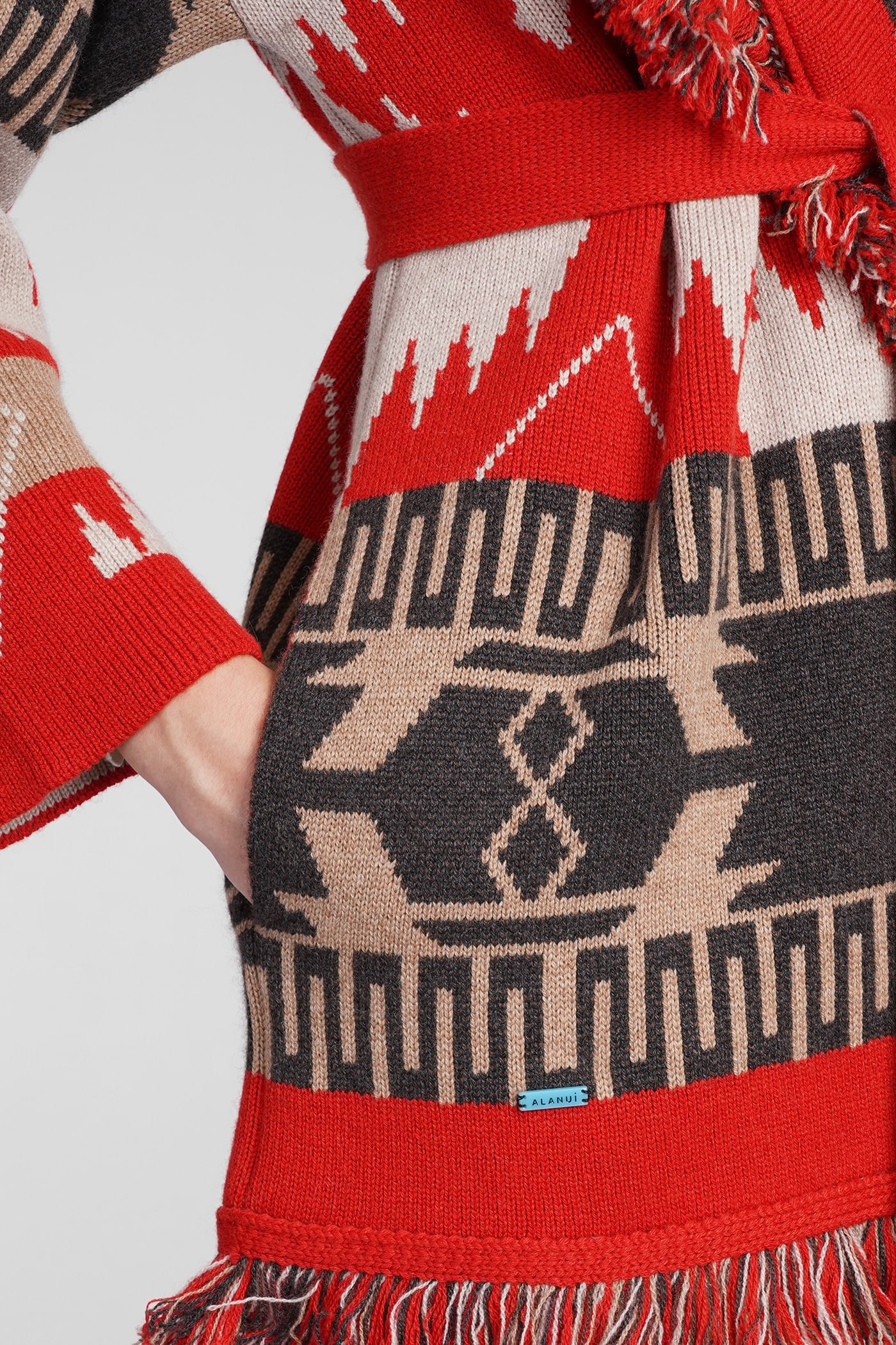 Alanui Icon Jacquard Cardigan In Red