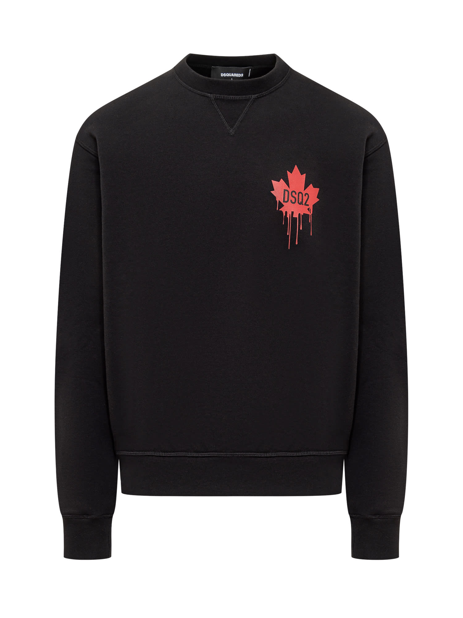 Shop Dsquared2 Red Maple Leaf Sweatshirt In Black