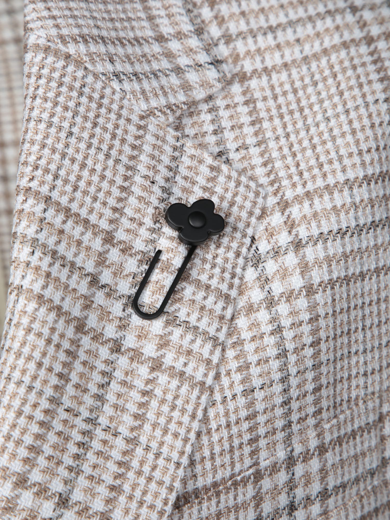 Lardini White And Beige Wool Houndstooth Jacket In Beige