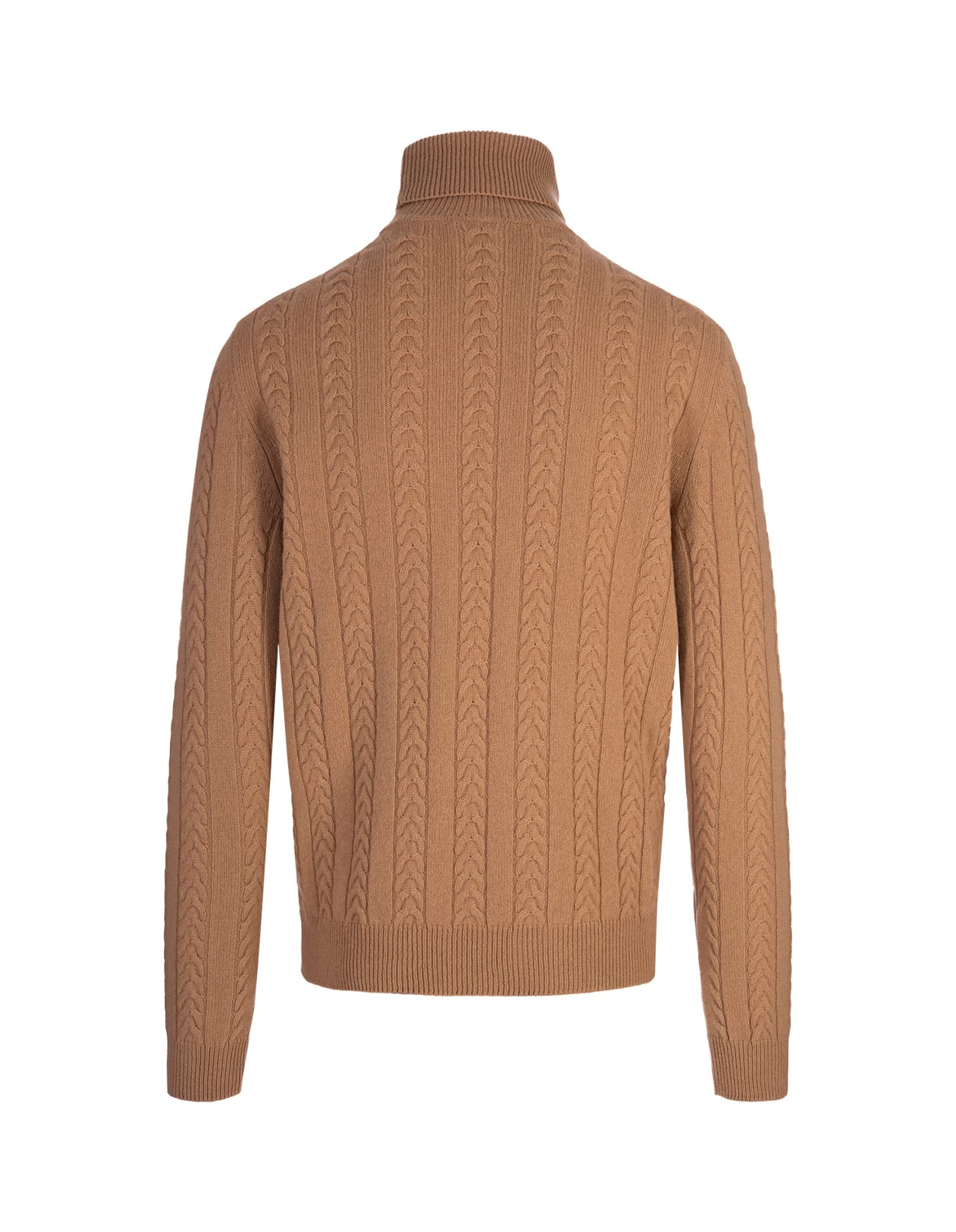 Shop Hugo Boss Beige Virgin Wool And Cashmere Turtleneck Sweater In Brown