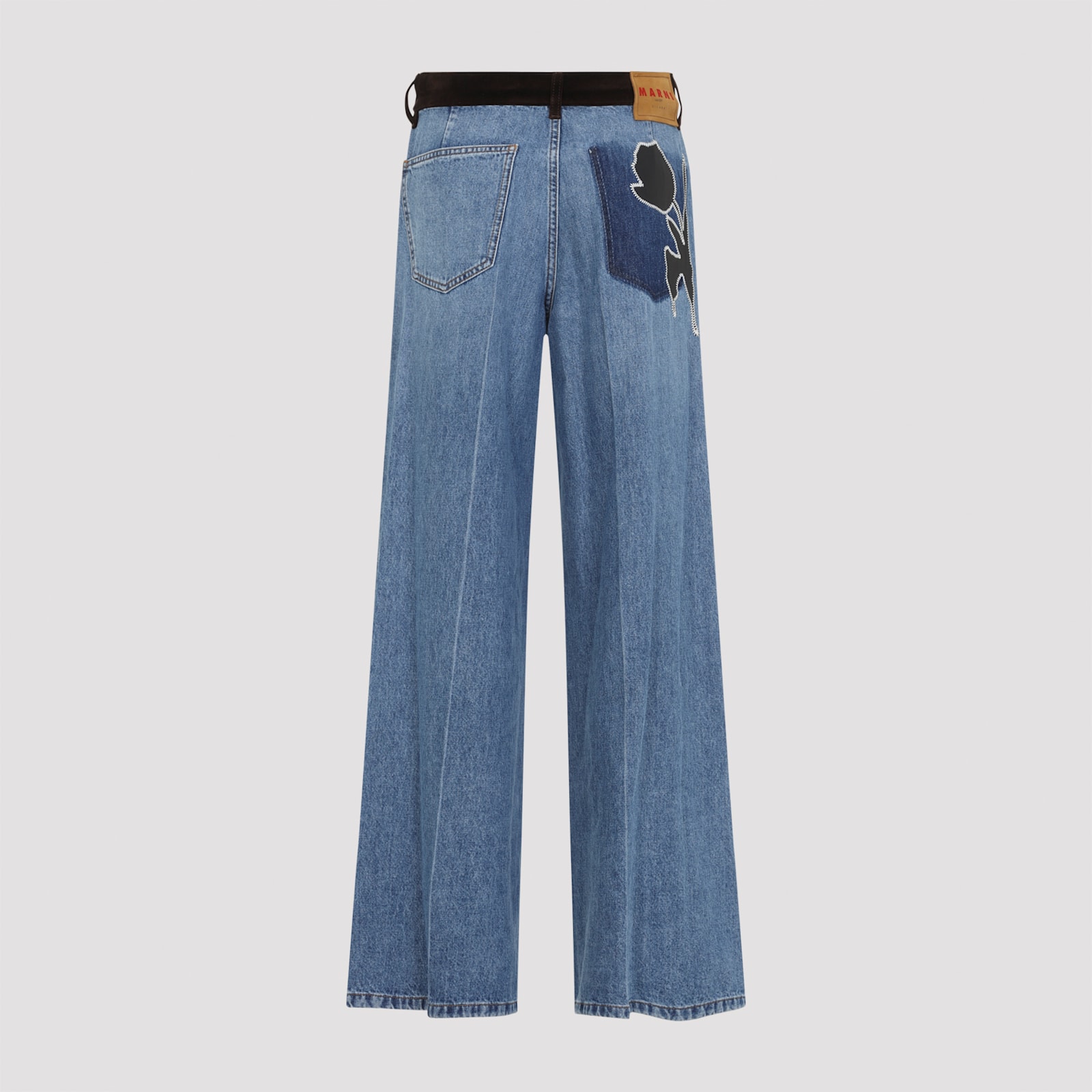 Marni 5-pocket Denim Trousers Contrast Waistband In Blue