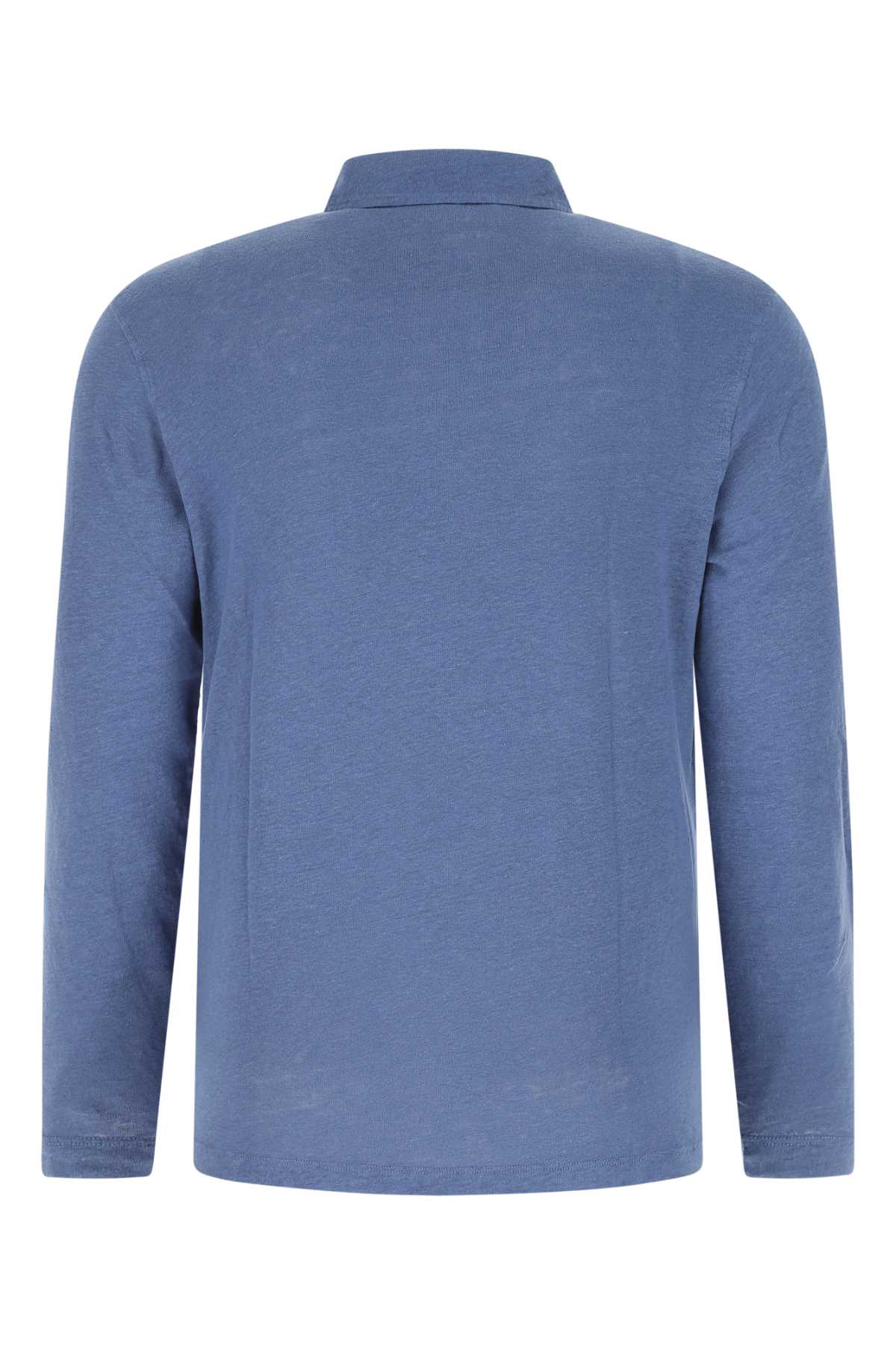 Hartford Light-blue Linen Polo Shirt In 05