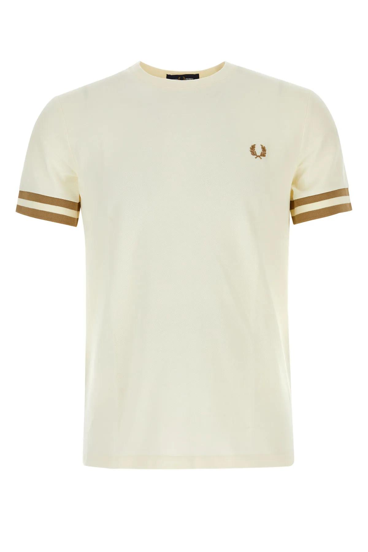 Shop Fred Perry Ivory Piquet T-shirt In Ecru