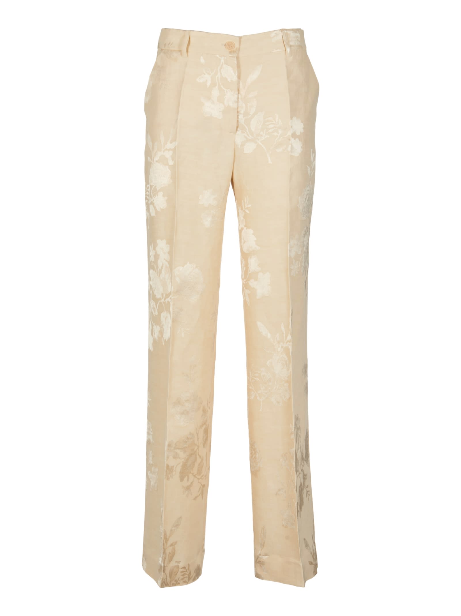 Parosh Buttoned Fitted Floral Trousers