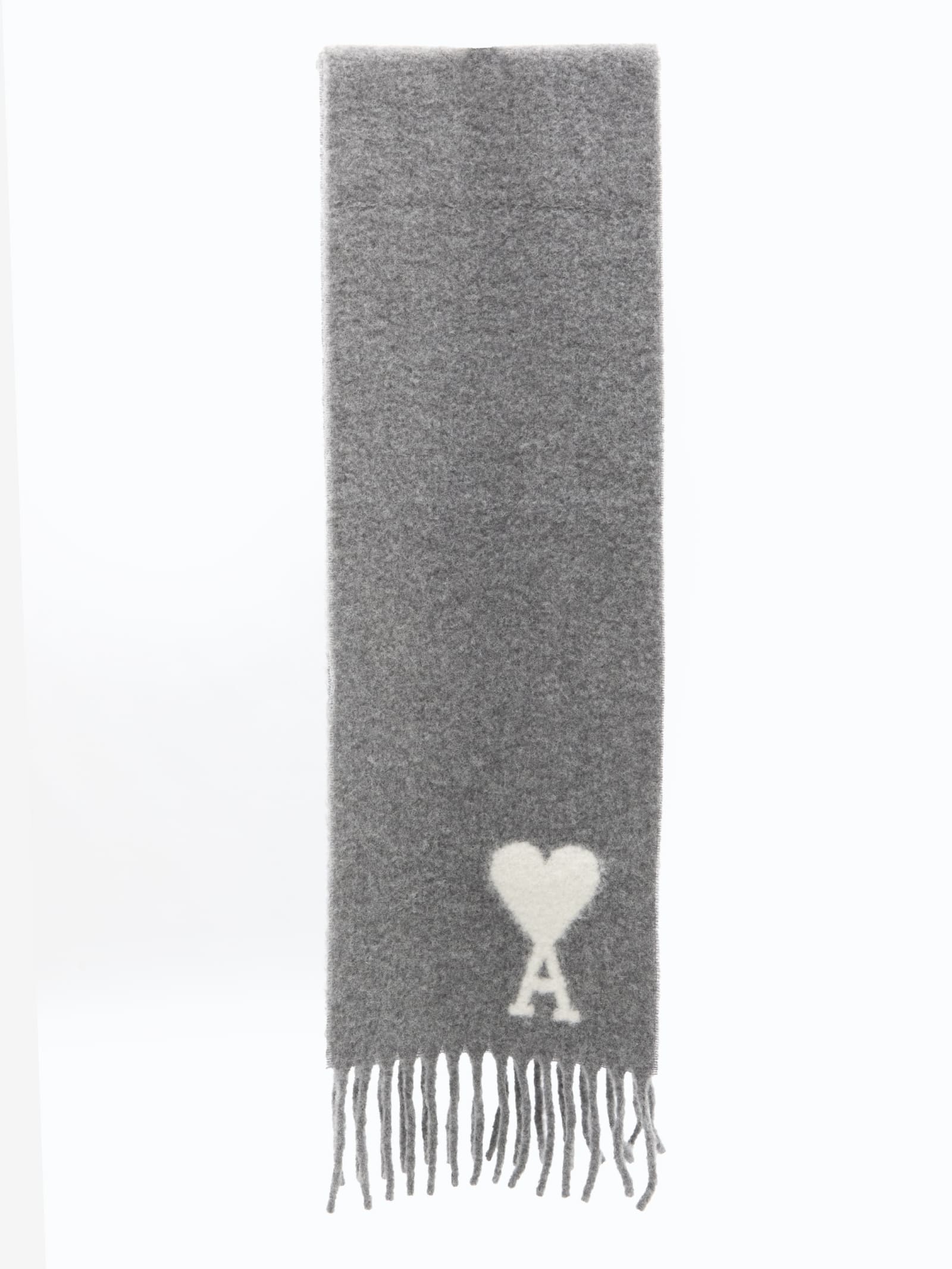 Shop Ami Alexandre Mattiussi Ami De Coeur Scarf In Grey