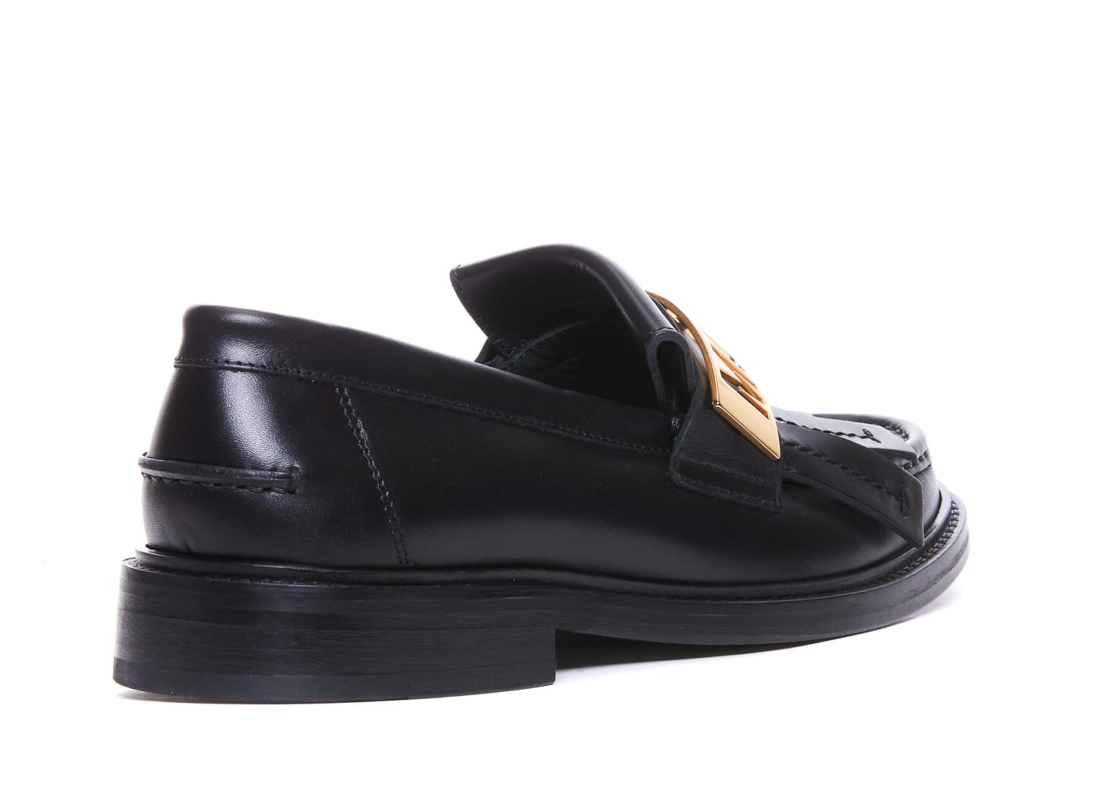 Shop Moschino Maxi Logo Plate Loafers In Black