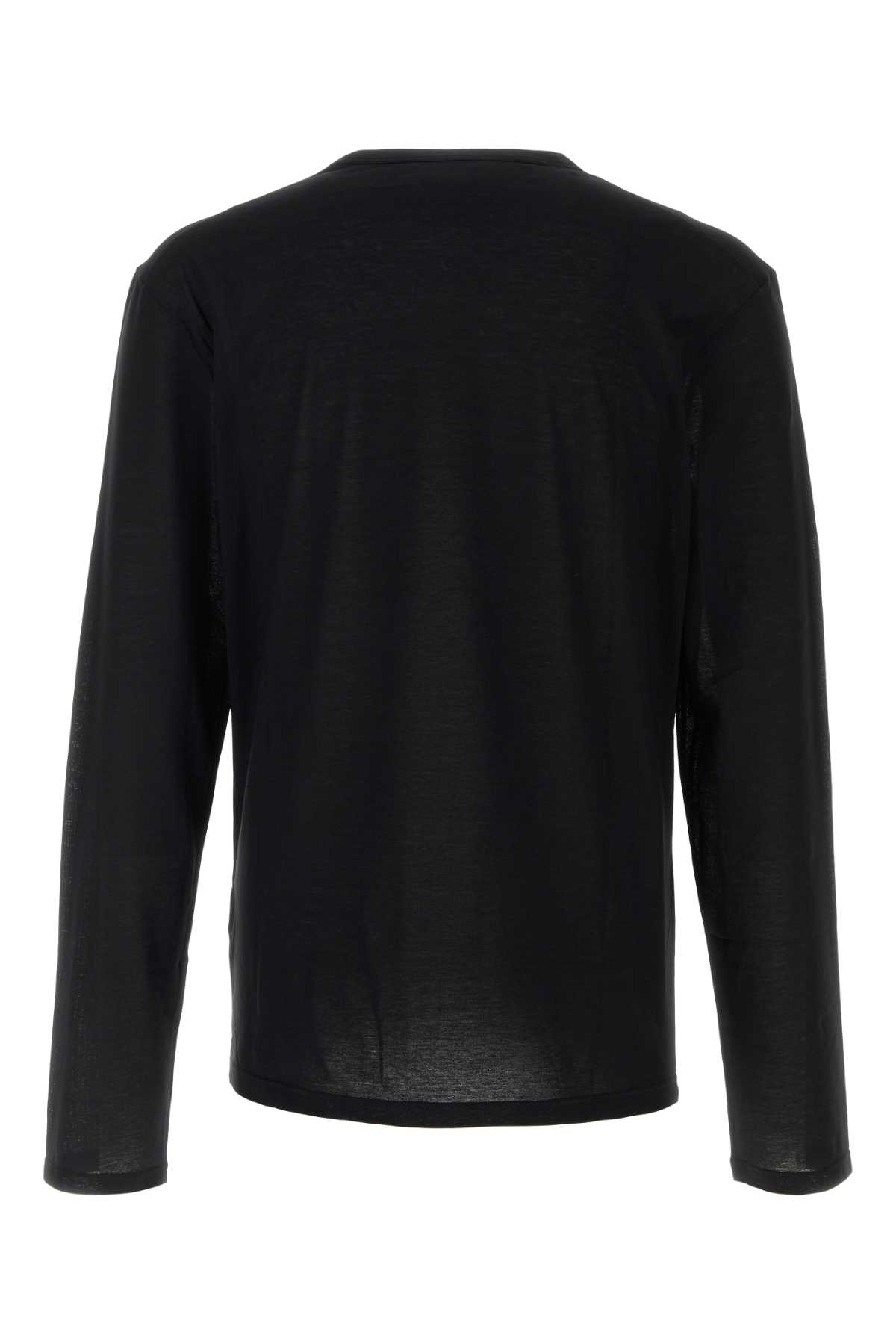 Jil Sander Long-sleeved Crewneck T-shirt In Black
