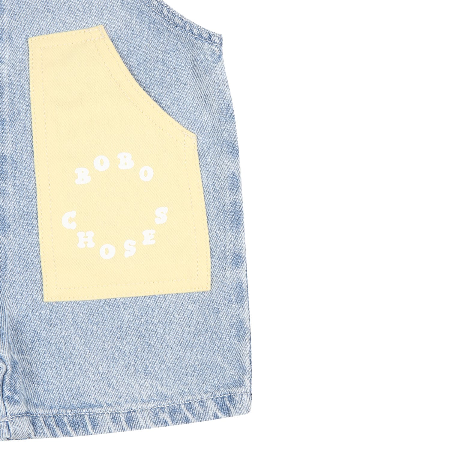 Shop Bobo Choses Blue Dungarees For Baby Boy With Logo In Denim