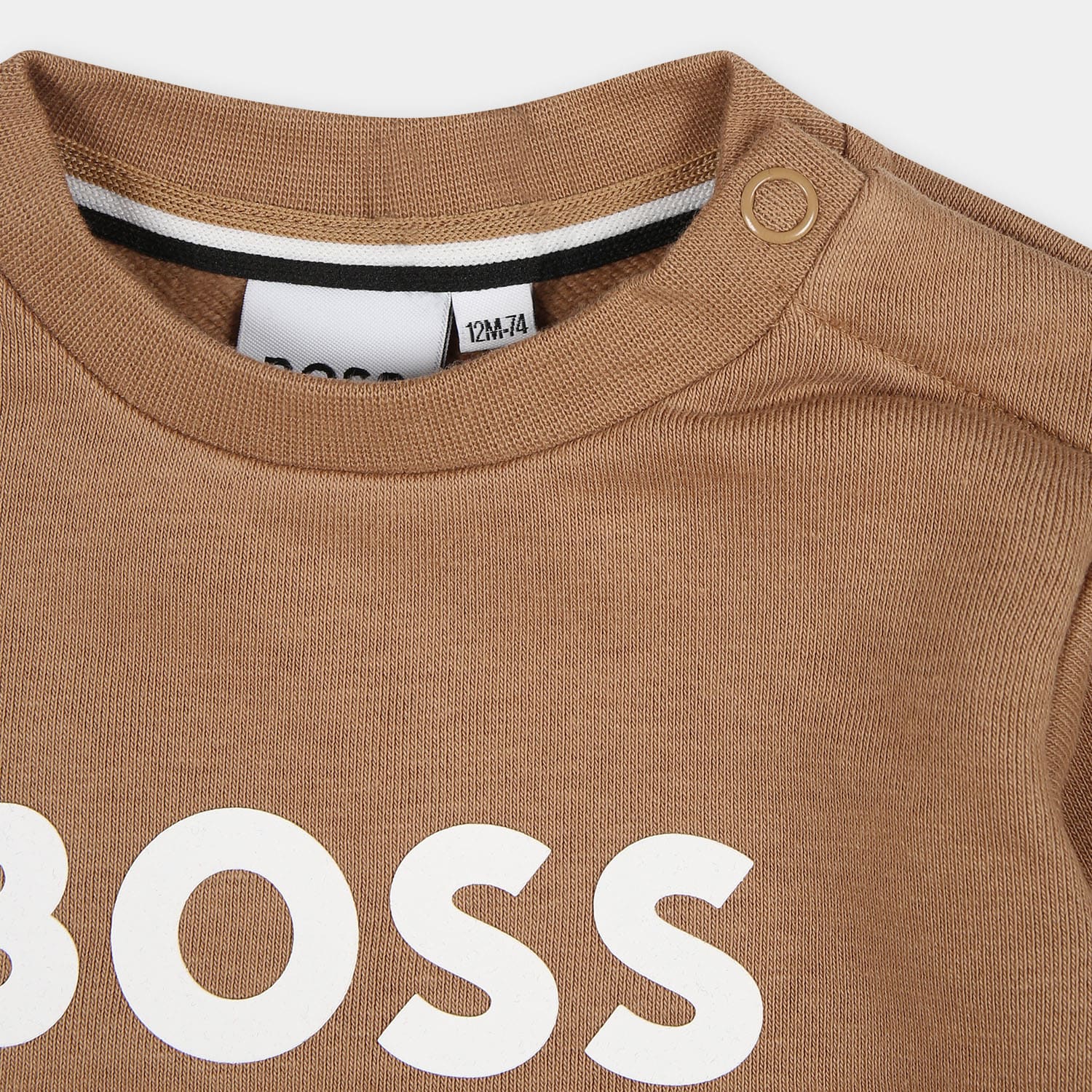 Hugo Boss Beige Sweatshirt For Baby Boy With Logo In Beige