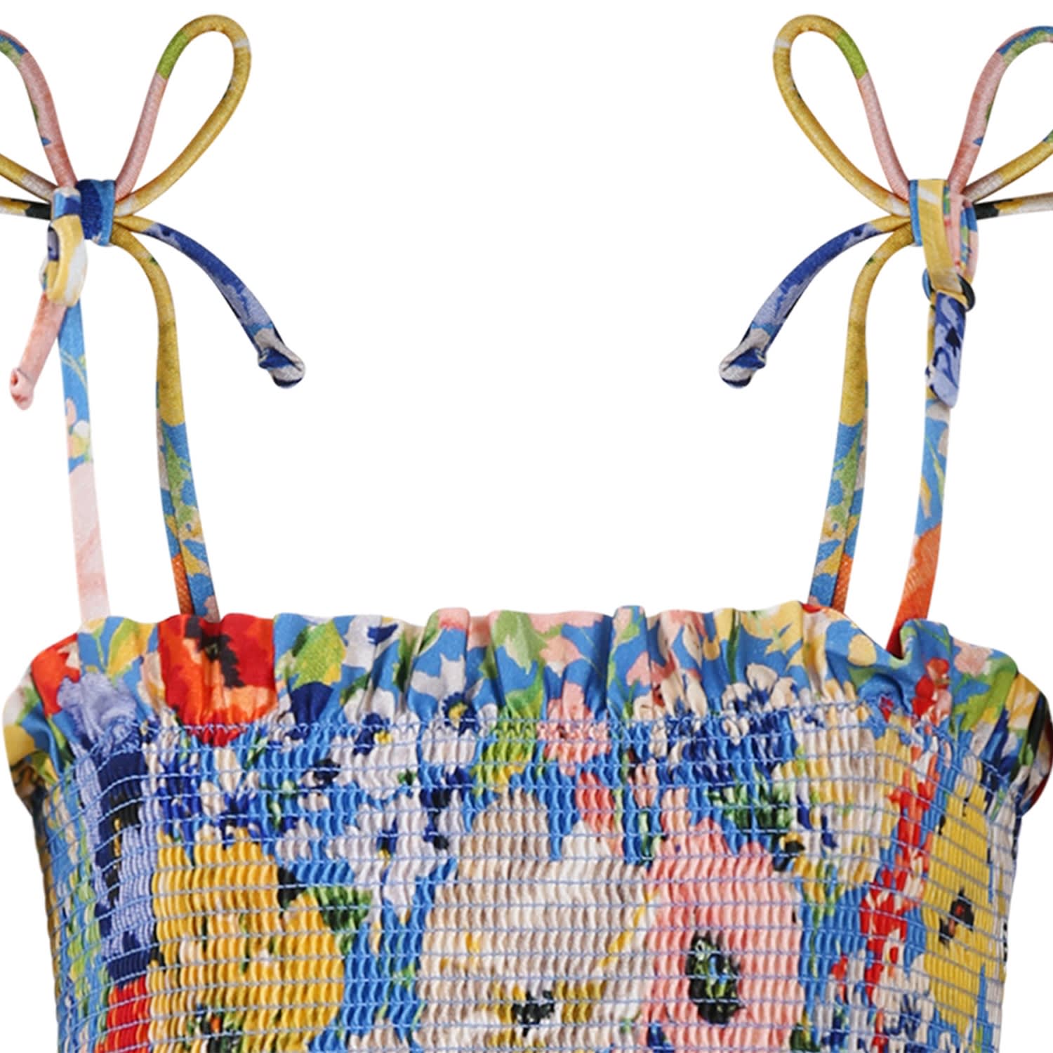 Shop Zimmermann Light Blue Bikini For Girl With Floral Print In Multicolor