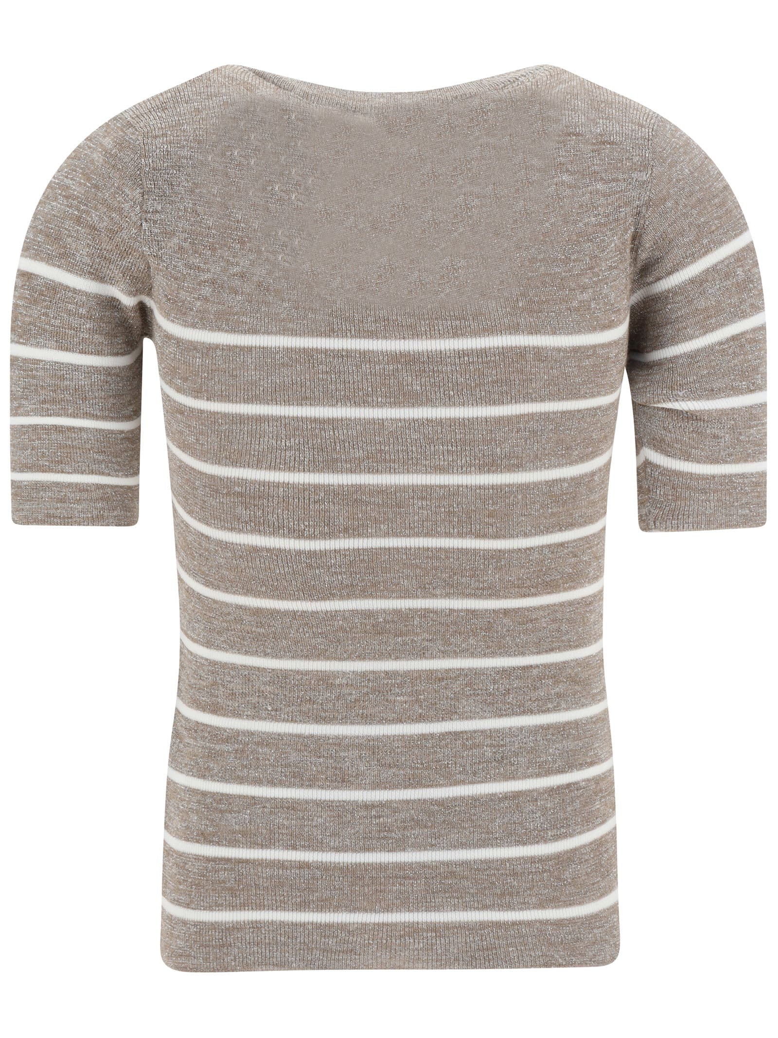 Brunello Cucinelli Lurex Striped Knit Crewneck Top In Cip31