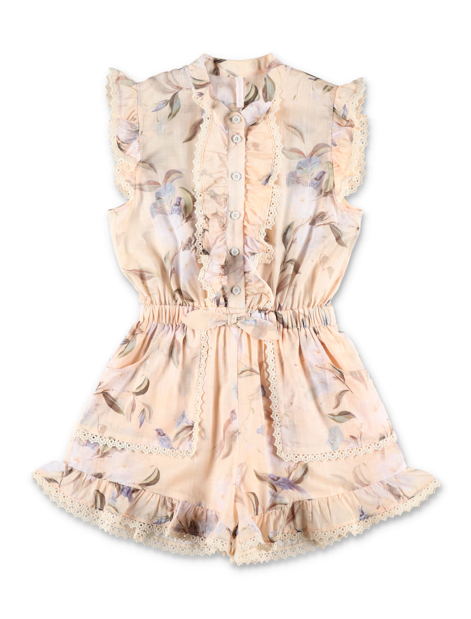 Zimmermann Kid - Cascadian Frill Playsuit In Neutral