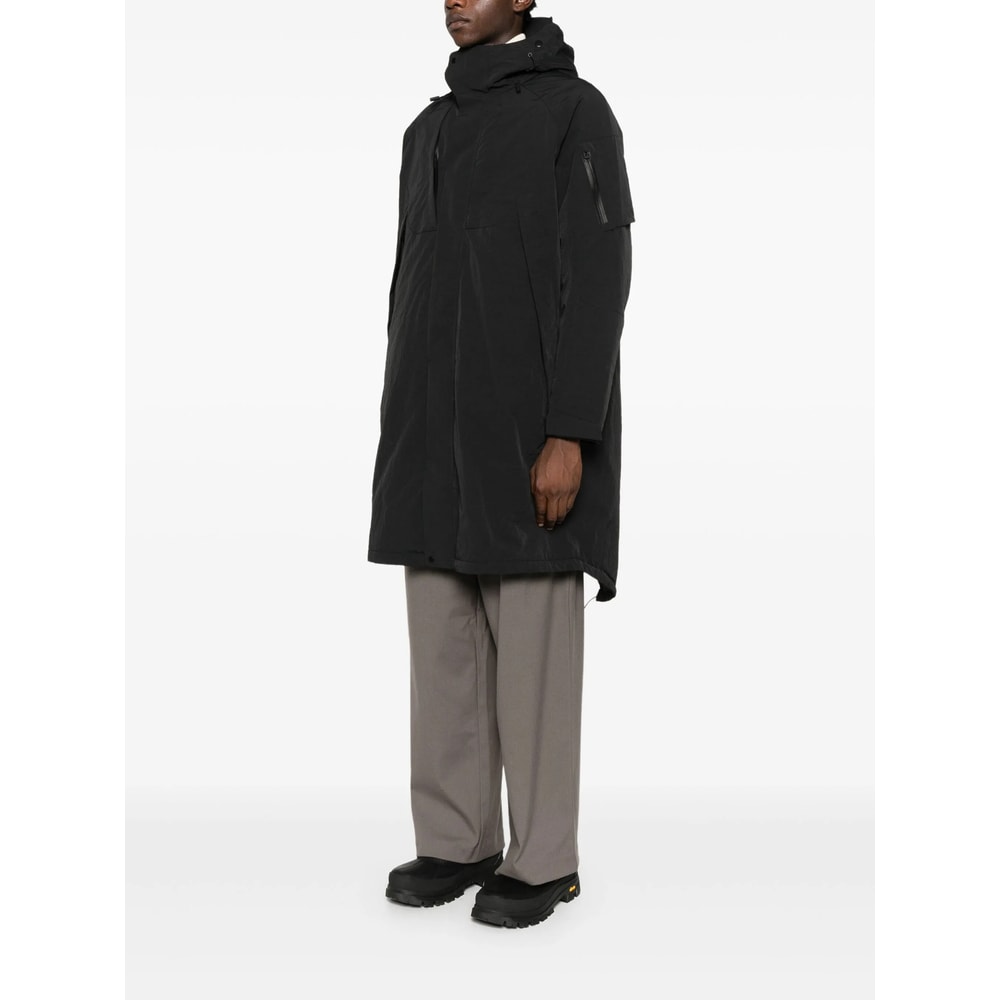 Jg1 Long Hooded Jacket Adjustable Hem In Black