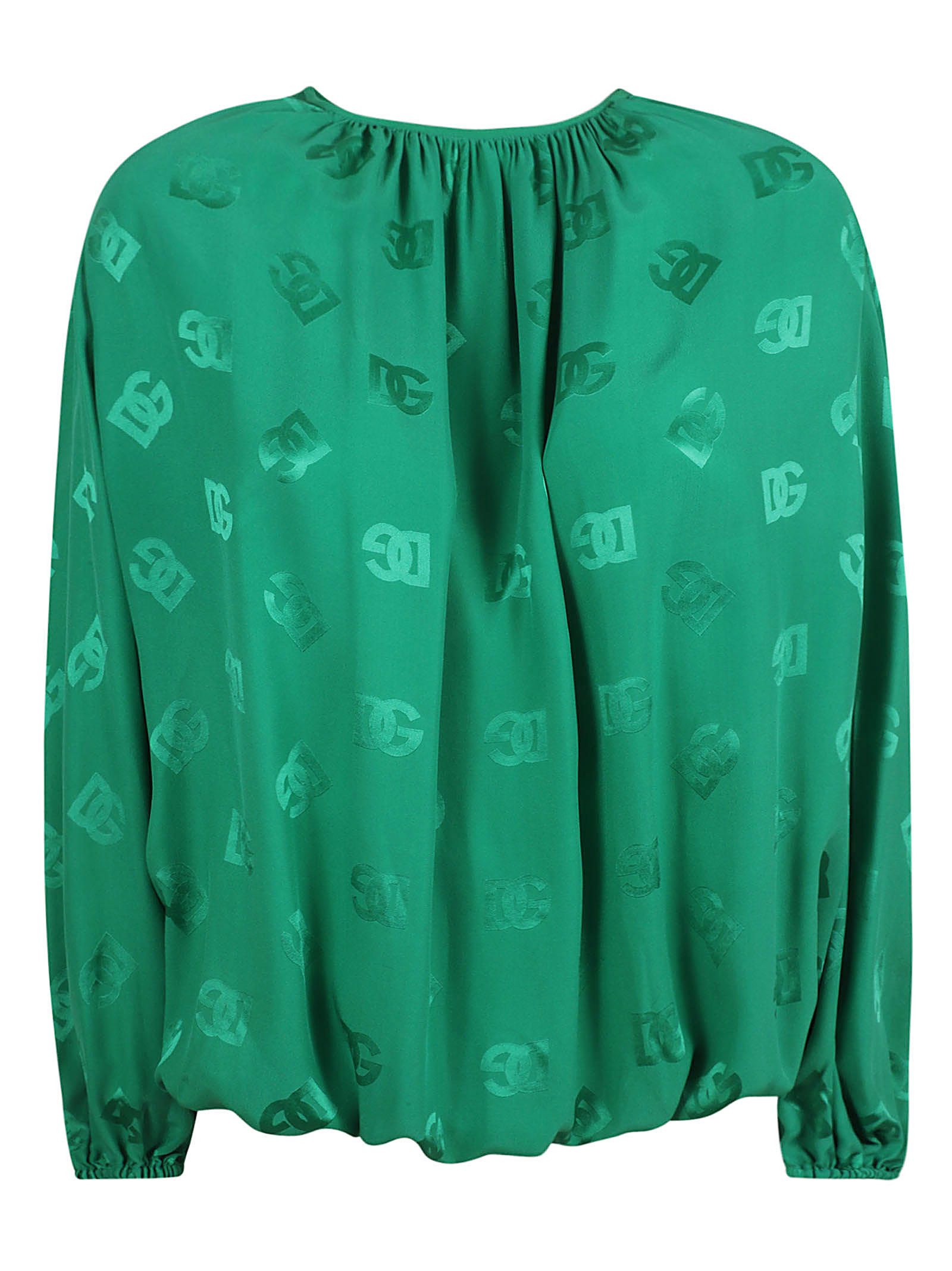 Shop Dolce & Gabbana Logo Monogram Blouse In Deep Green