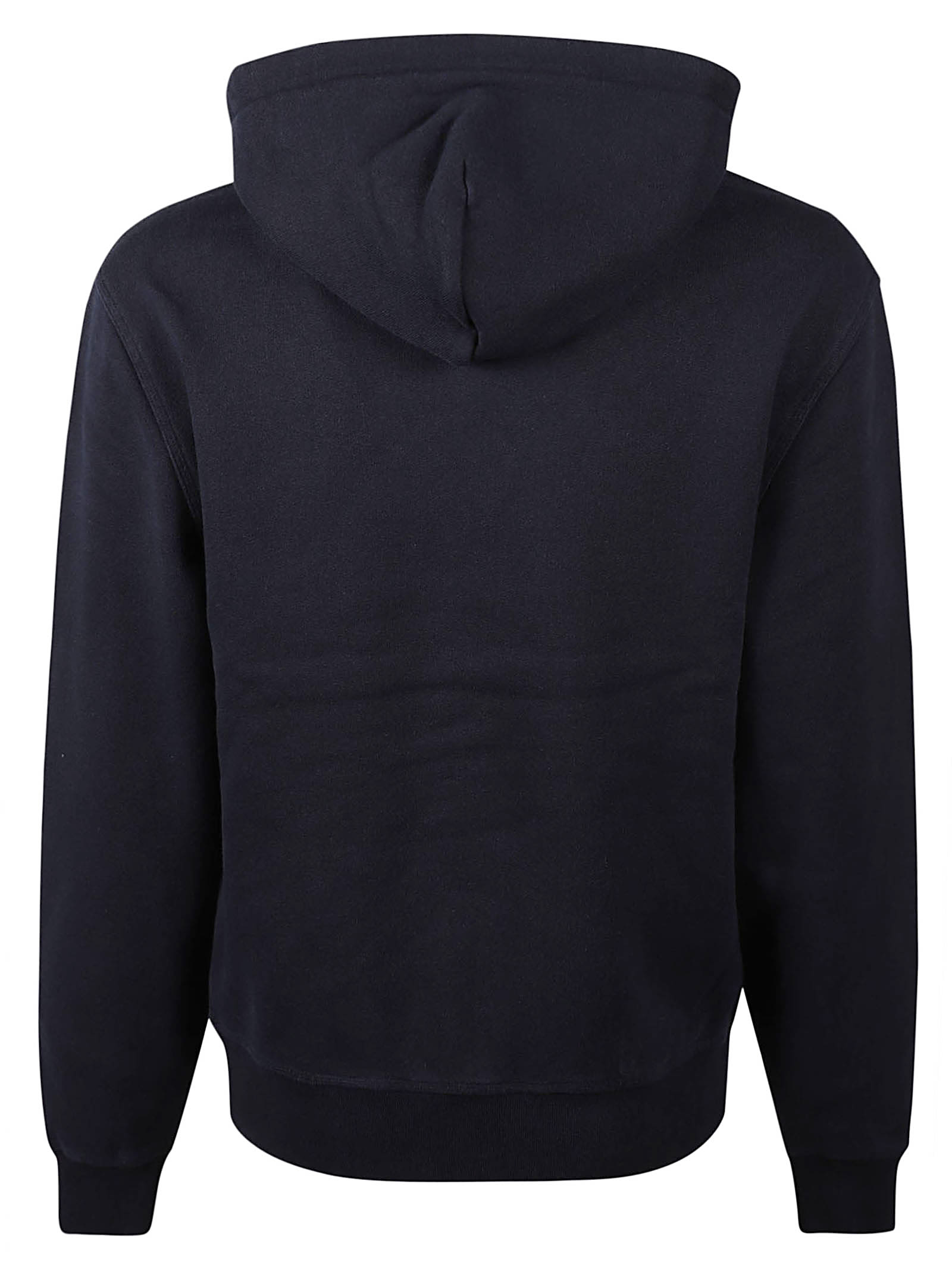 Shop Burberry Logo Embroidered Hoodie In Navy