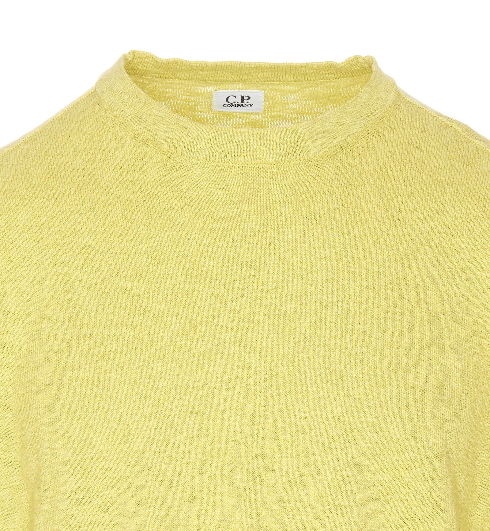 C.p. Company Arm Pocket Crewneck Sweater Logo In Yellow