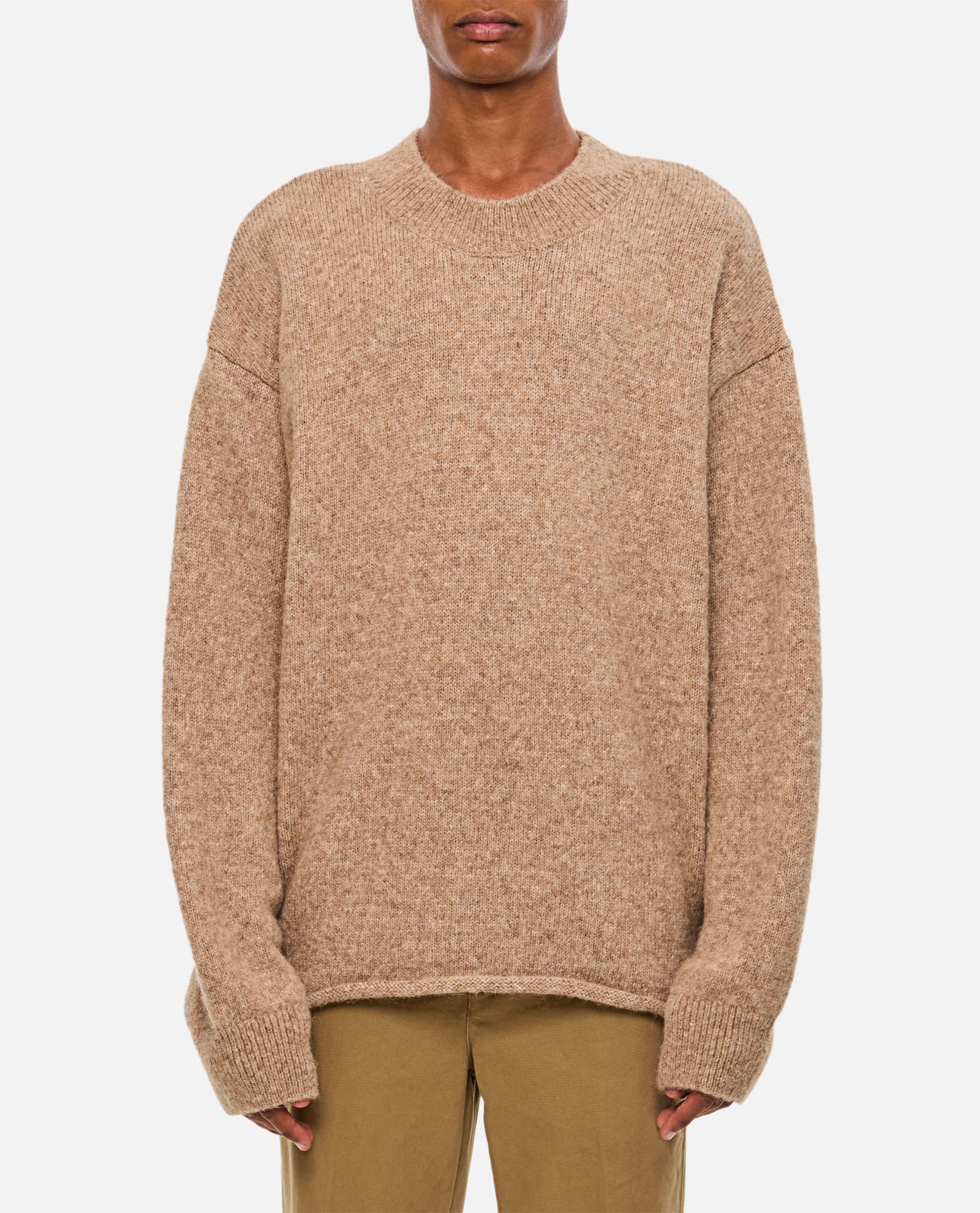 Shop Jacquemus Le Pull  Crewneck Sweater In Beige