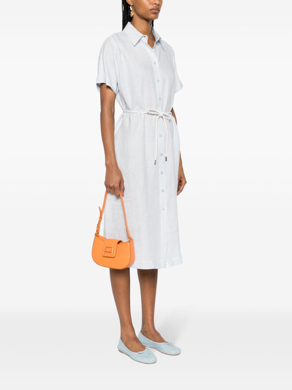 Hogan Leather Shoulder Bag With H Buckle Detail In Orange