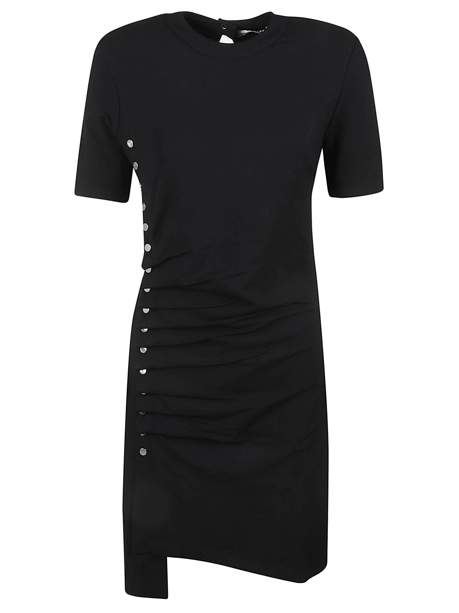 Shop Rabanne Side Buttoned Short Dress In Black