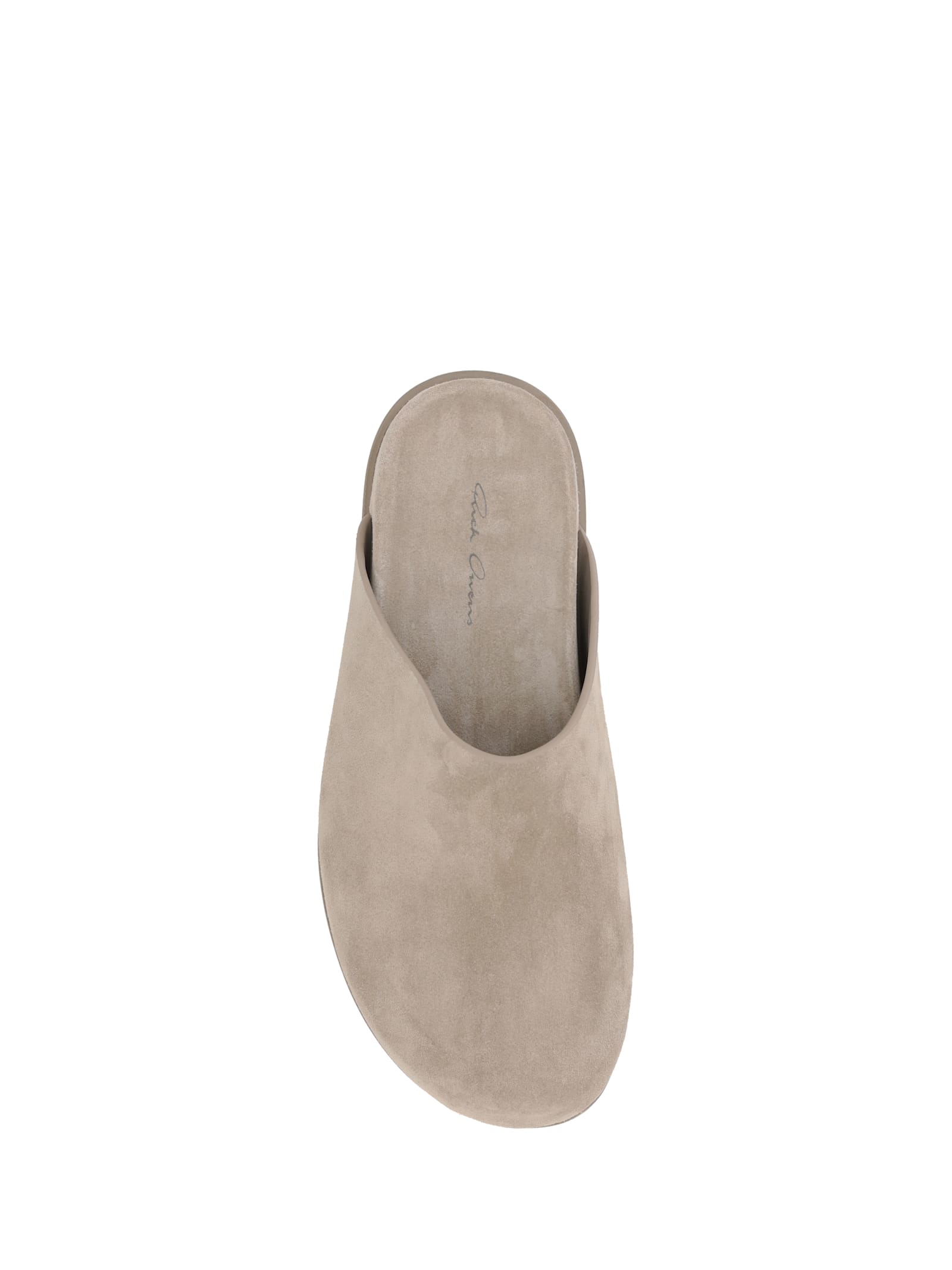 Rick Owens Suede Mules Round Toe In Flesh