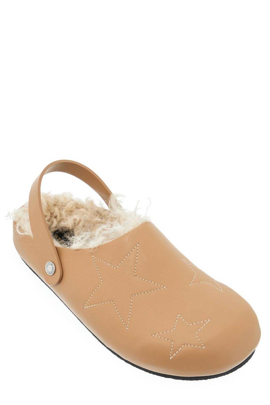 Shop Stella Mccartney Star Stitched Slip-on Slippers In Neutrals