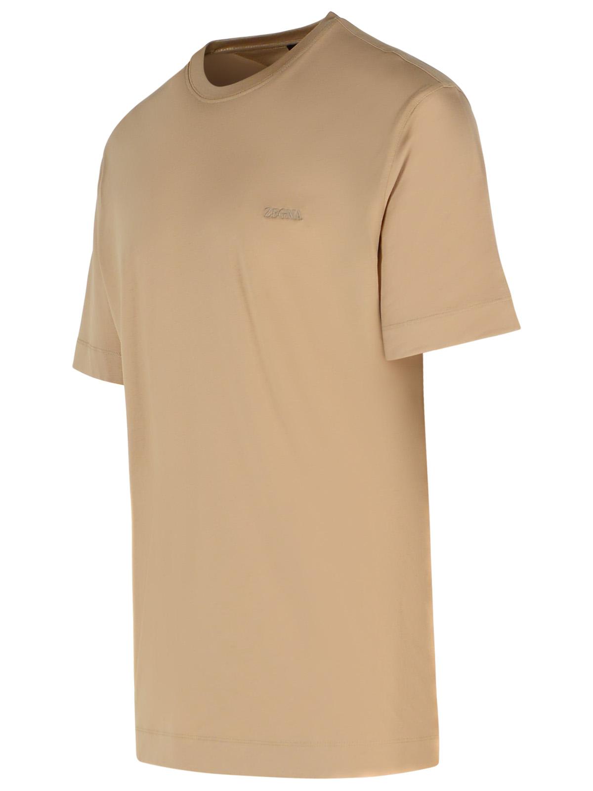 Shop Zegna Pure Beige Cotton T-shirt