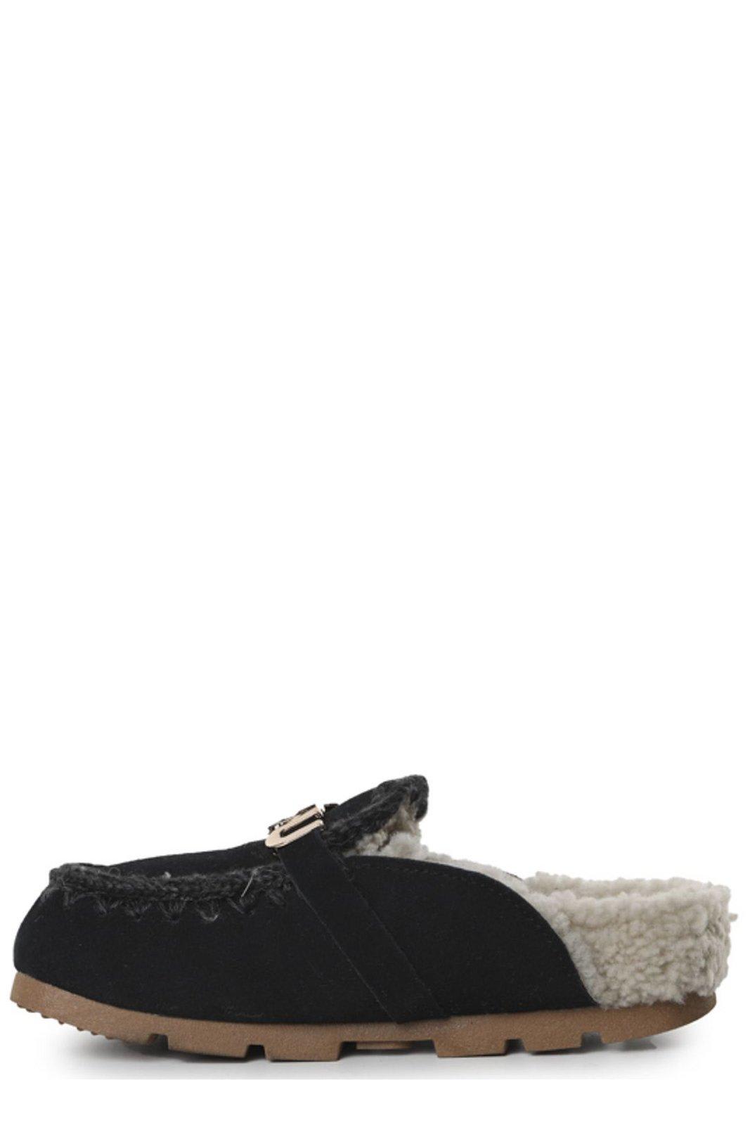 Mou Winter Bio Big Logo Letter Slides In Animal Print