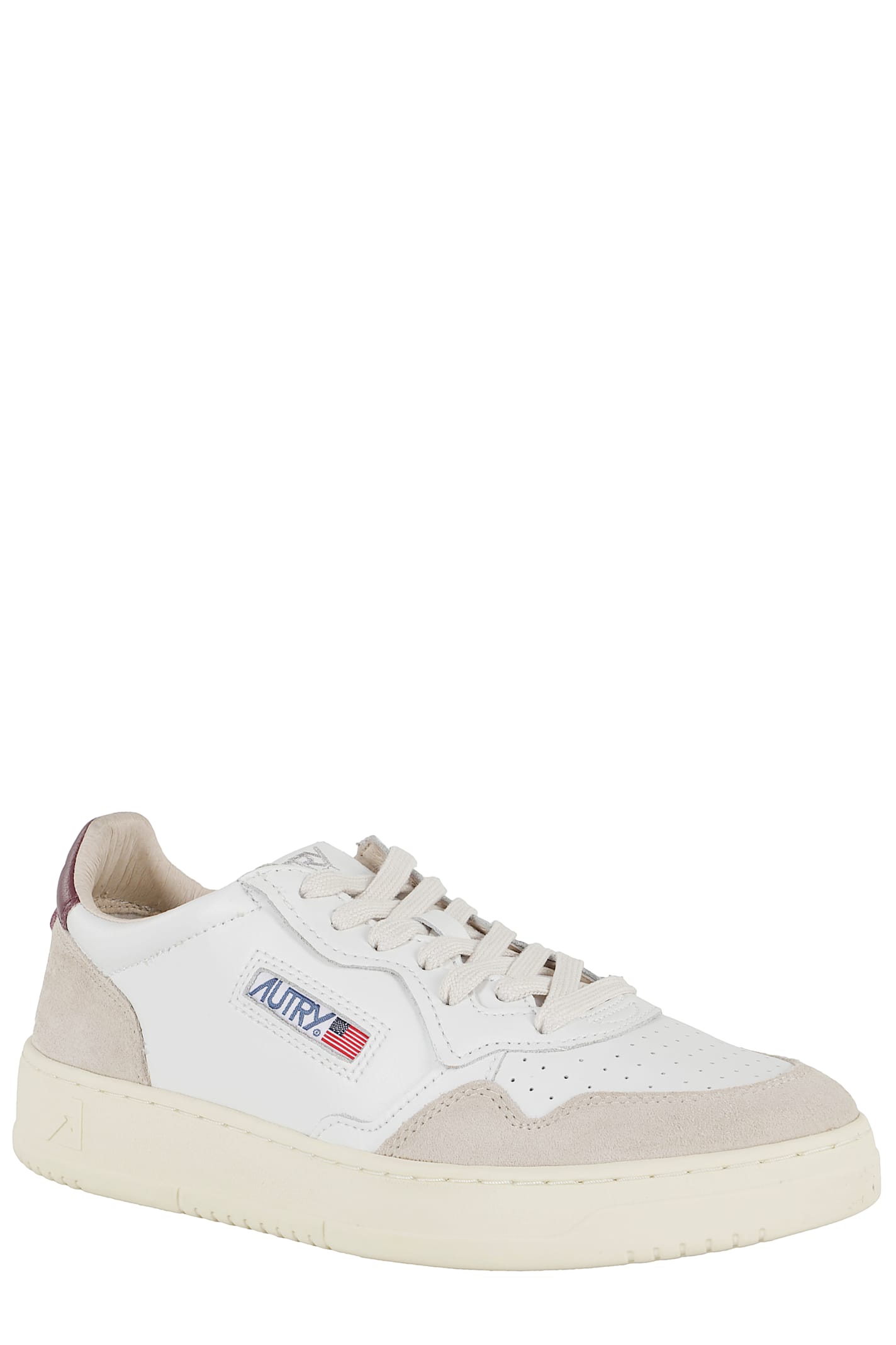 Autry Medalist Low Sneakers With Suede Inserts And Contrasting Heel In White