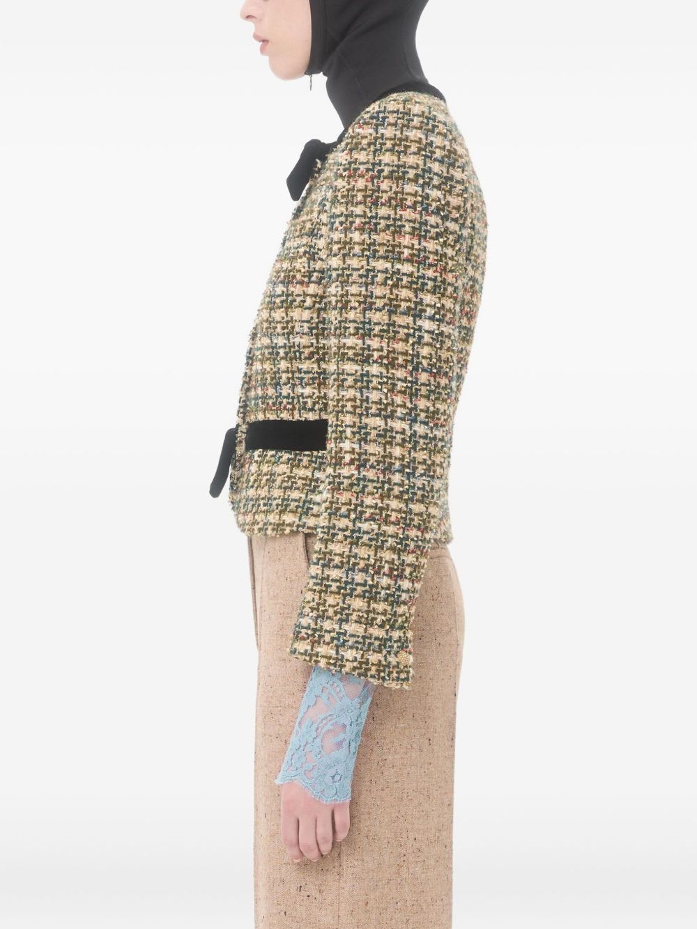 Valentino Womens Multicolor. Tweed Cropped Woven Jacket In Multi