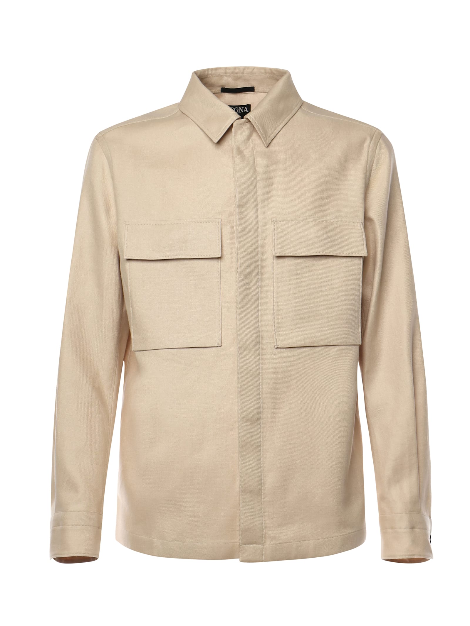 Shop Zegna Shirt With Pockets In Beige