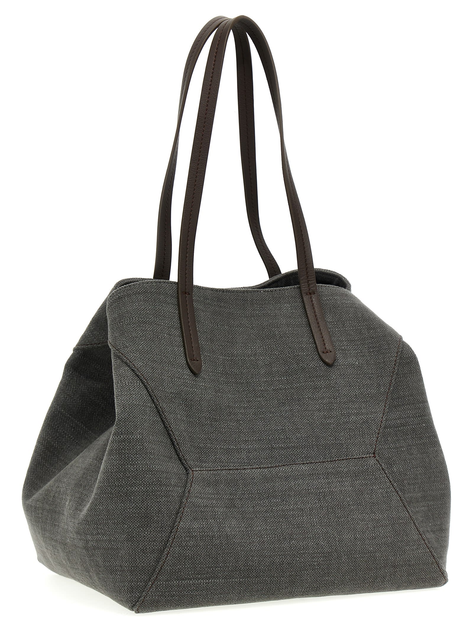 Shop Brunello Cucinelli Monile Shopping Bag In Gray