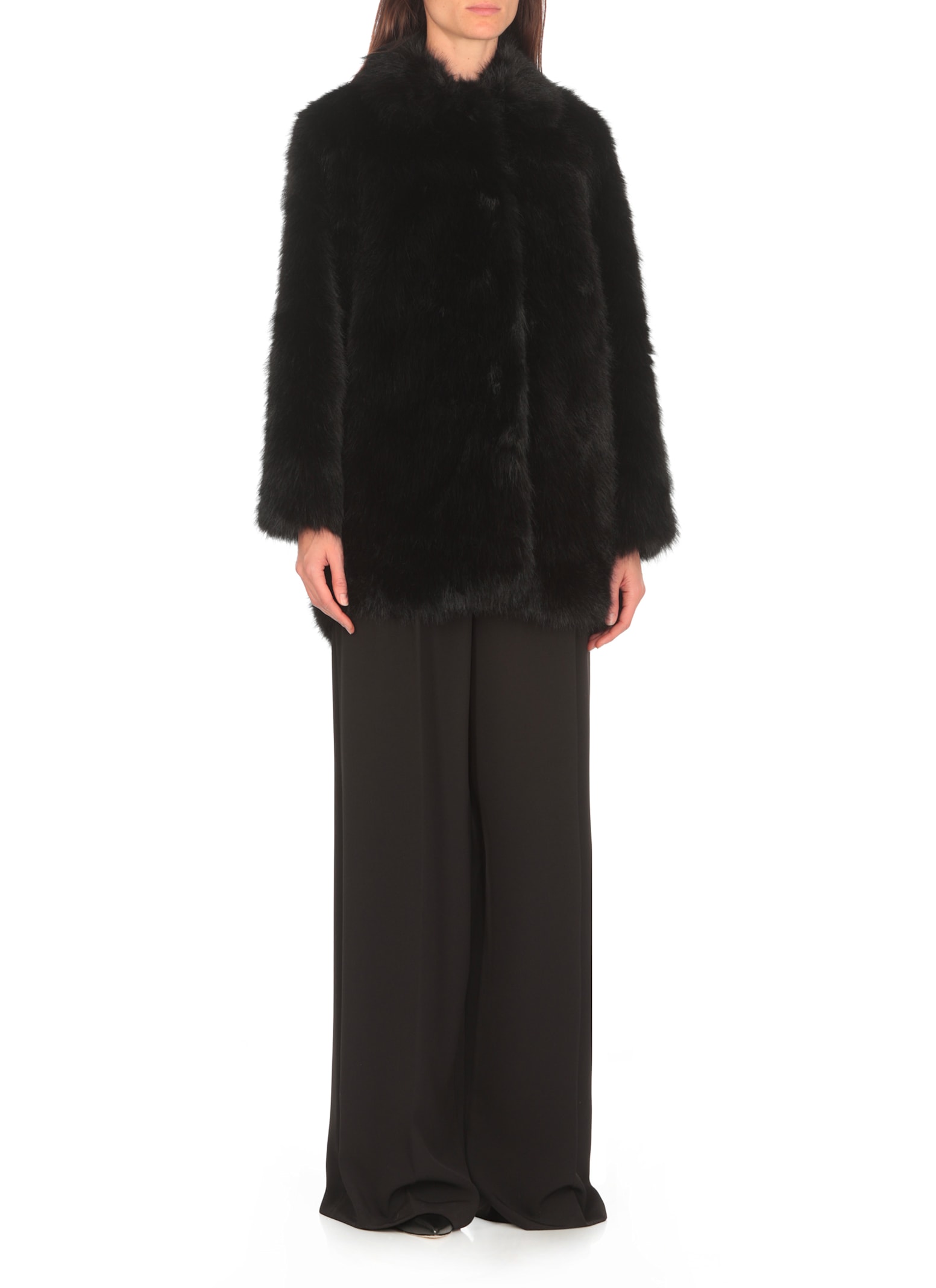 Shop Betta Corradi Faux Fur Coat In Black