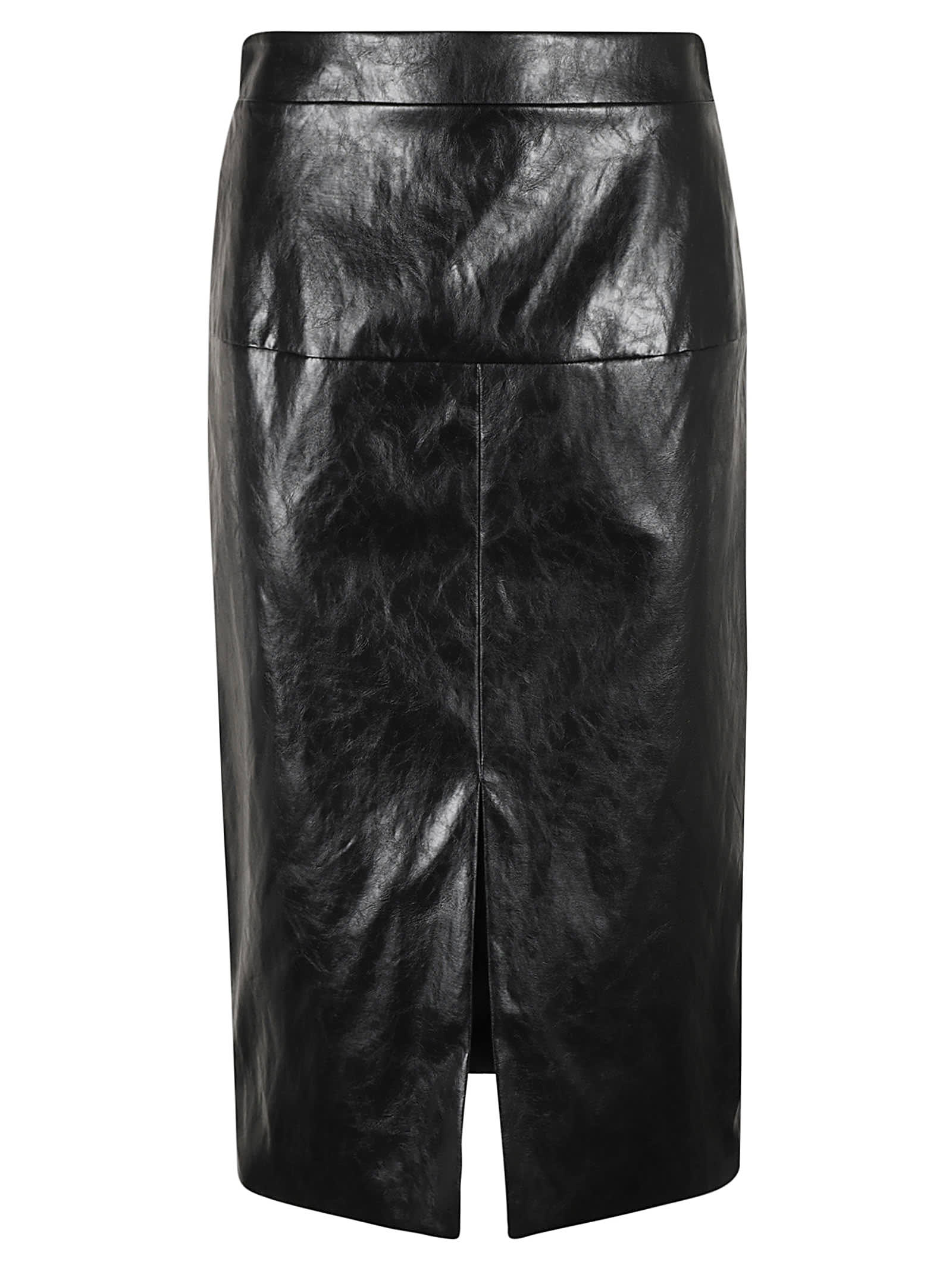 Shop Federica Tosi Front Slit Shiny Skirt In Black