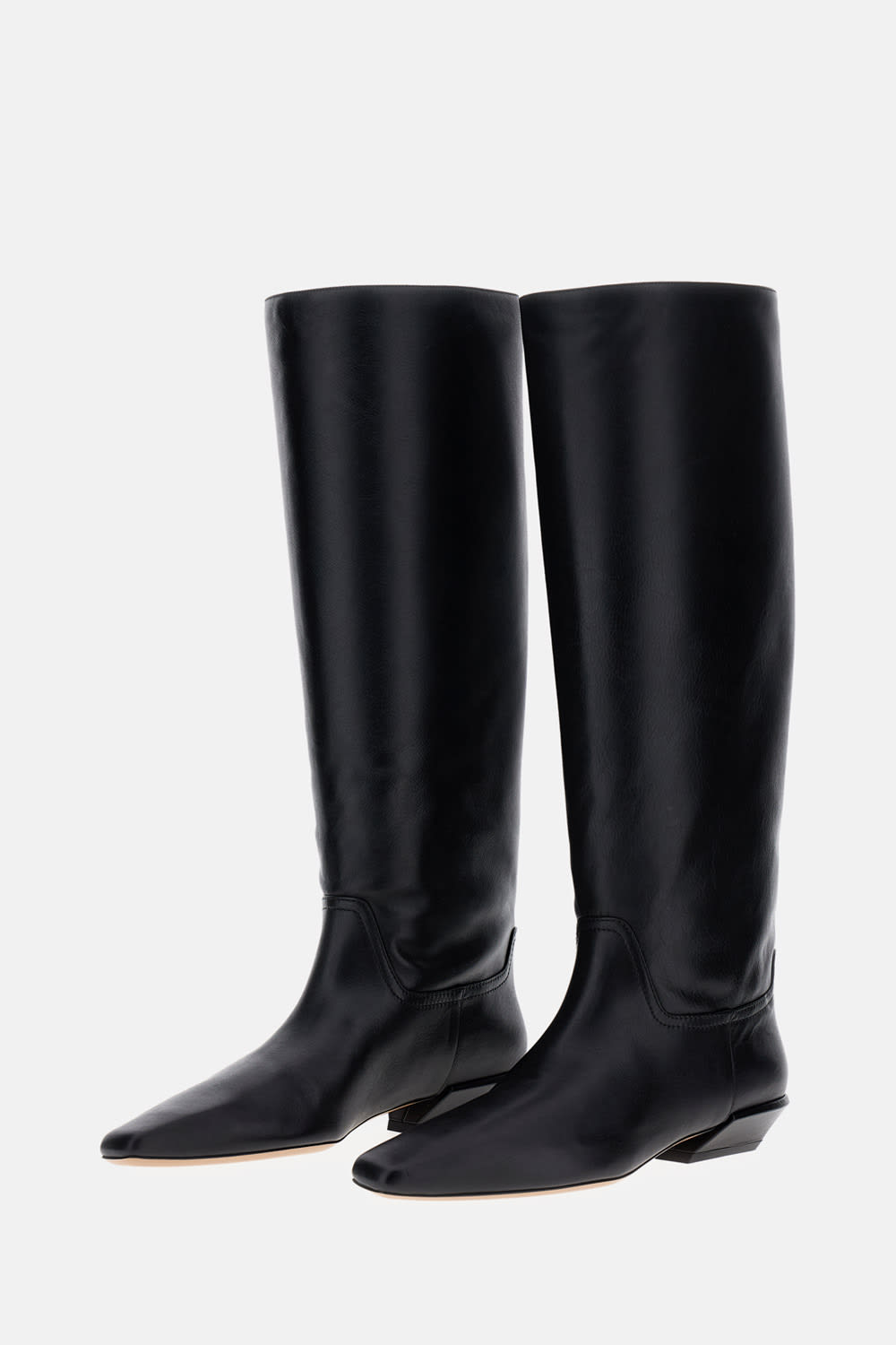 Paris Texas Leather Bettina Boots With Squared Toe In Black