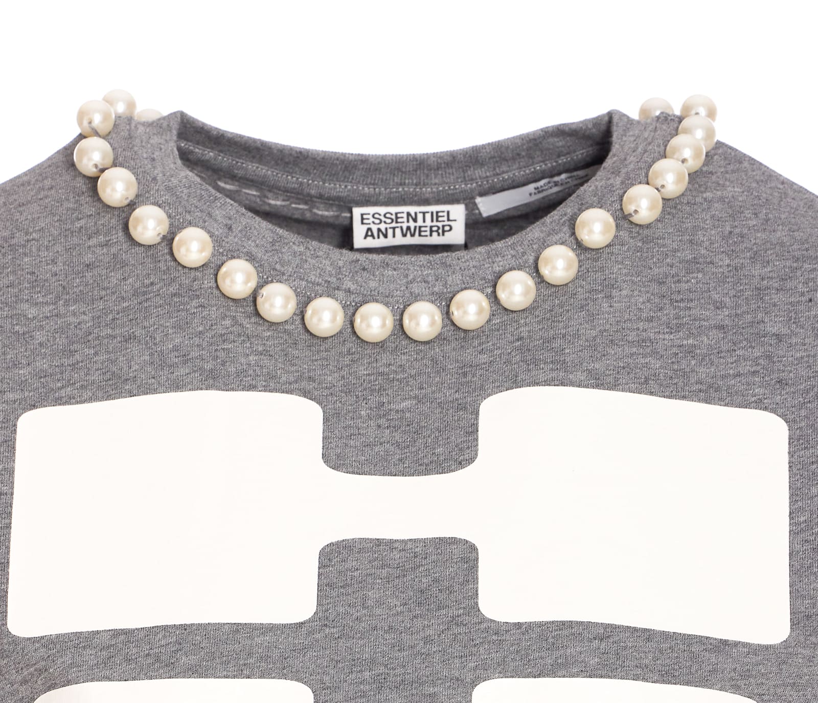 Essentiel Antwerp Isos Beads Print Tshirt In Gray
