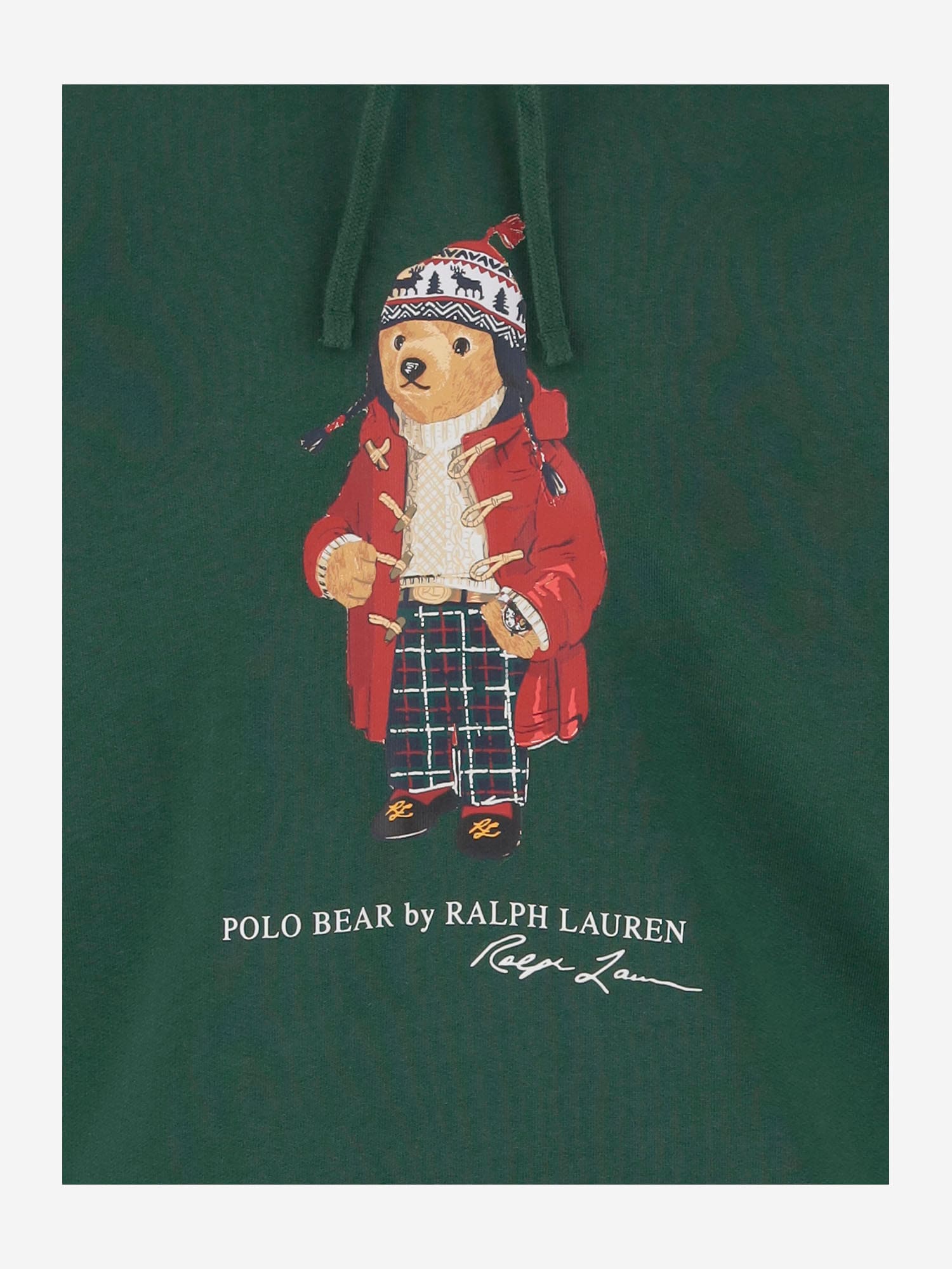 Shop Ralph Lauren Cotton Blend Hoodie With Polo Bear In F24 Vintage Pine Holiday Bear