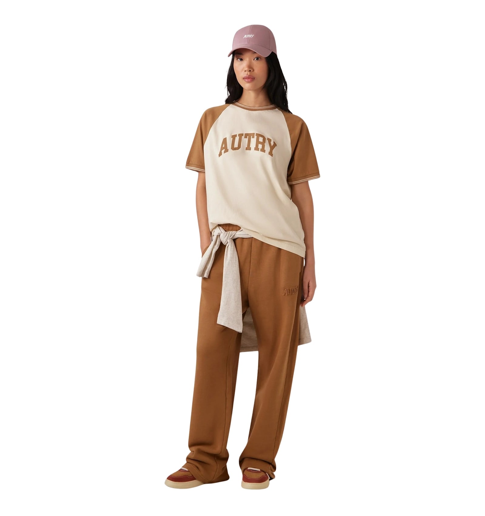 Autry Elastic Waistband Relaxed Fit Side Pockets Trousers In Brown