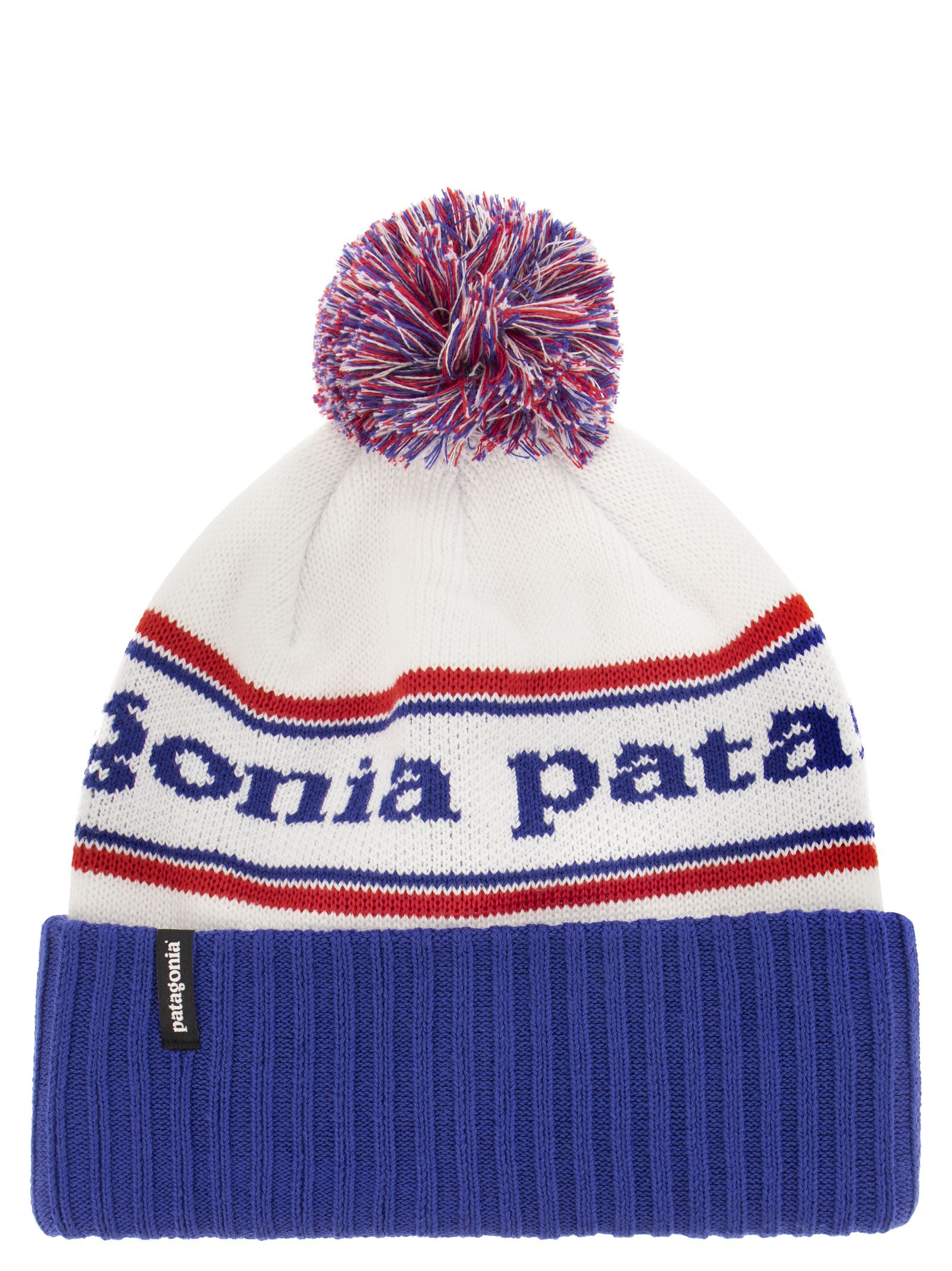 Patagonia Hat With Lapel And Pom Pom In Blue