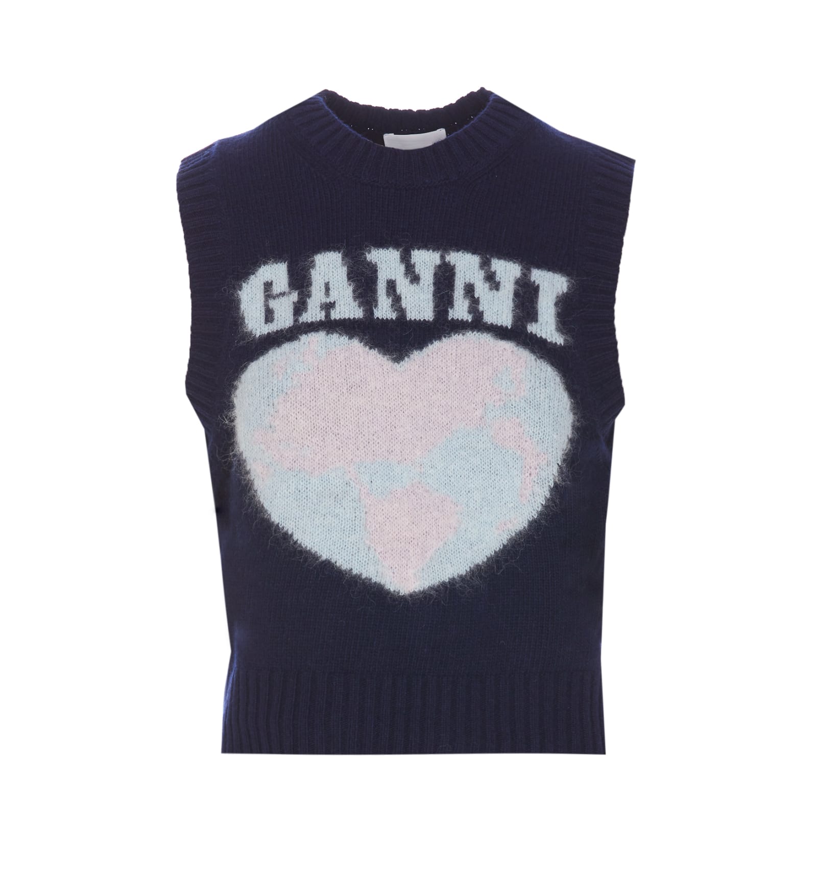 Shop Ganni Graphic Soft Vest In Blue