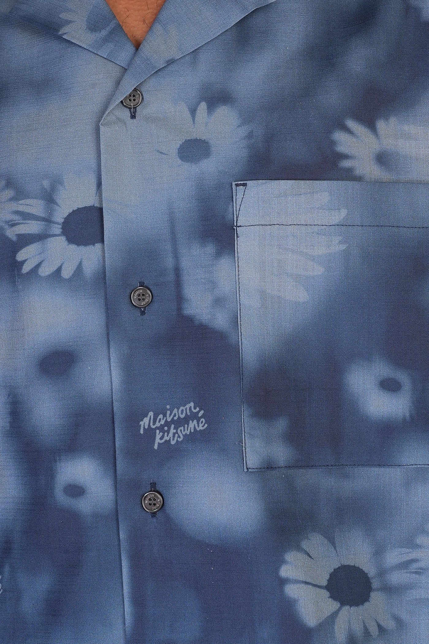 Shop Maison Kitsuné Shirt In Blue Cotton