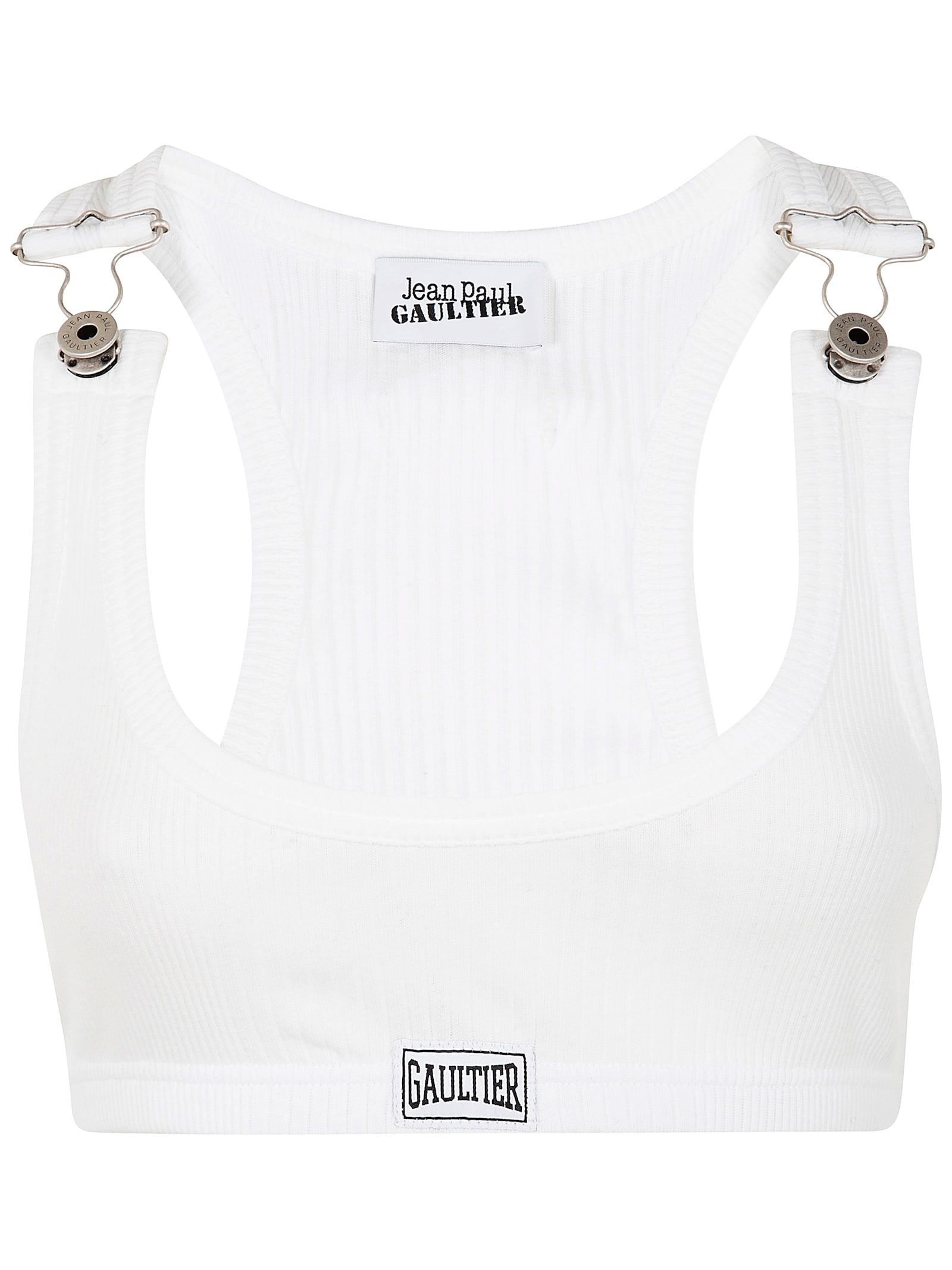 Crop Tank Top With Overall Clipcrop Tank Top With Overall Clip And gaultier Patch