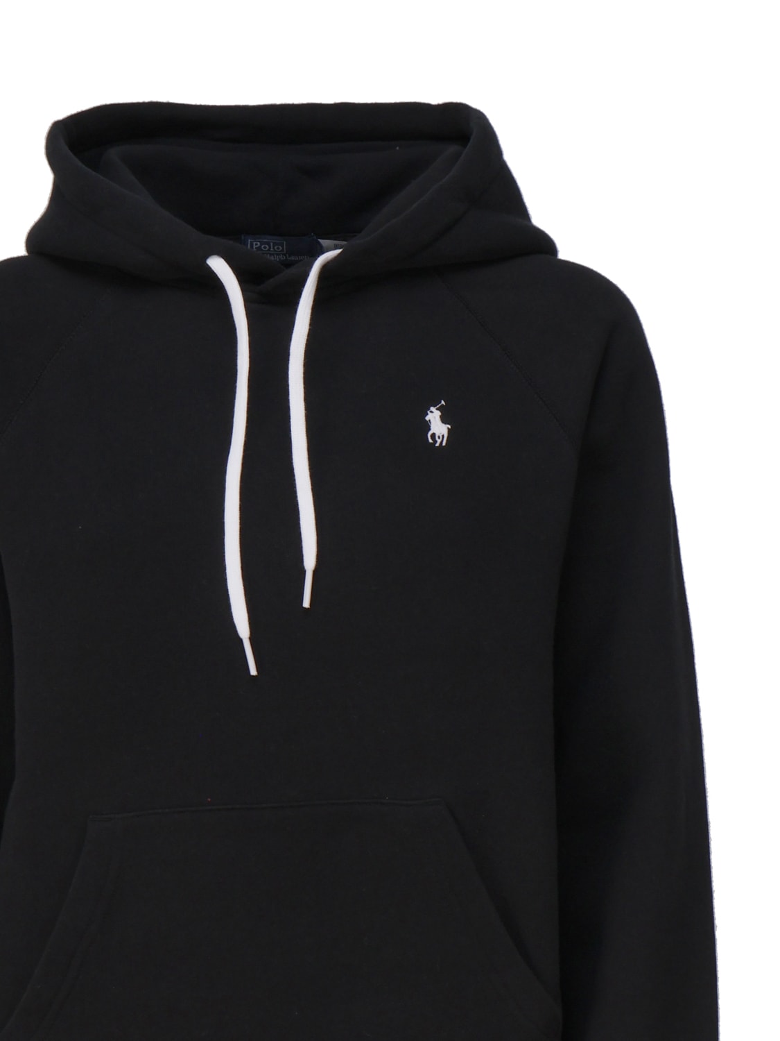 Polo Ralph Lauren Drawstring Hood Kangaroo Pocket Sweatshirt In Poloblack