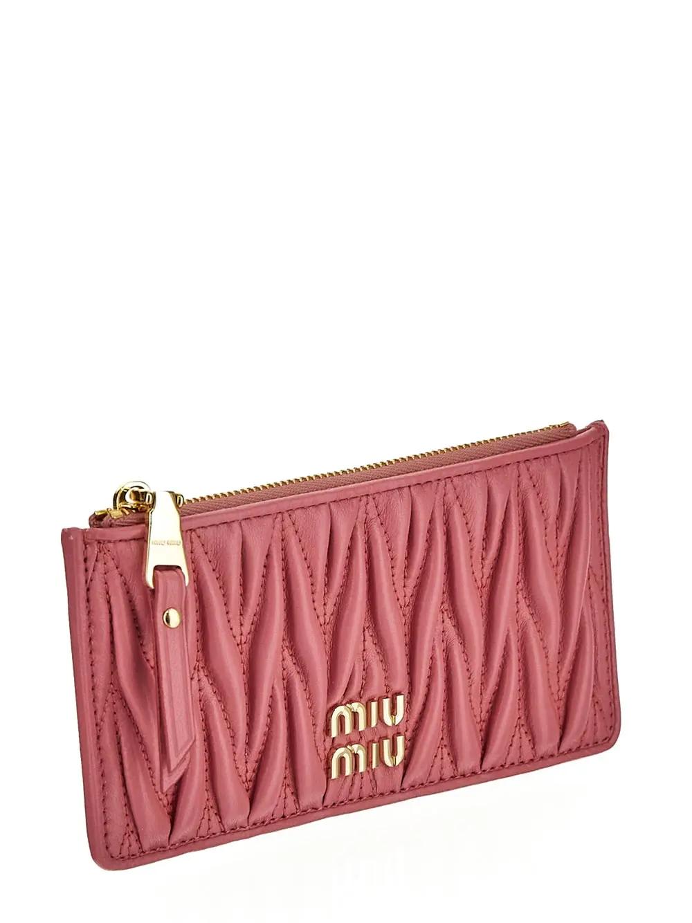 Shop Miu Miu Matelasse Nappa Leather Envelope Wallet In Begonia