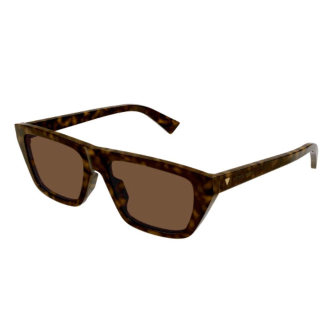 Shop Bottega Veneta Rectangle Frame Sunglasses In 002 Havana Havana Brown