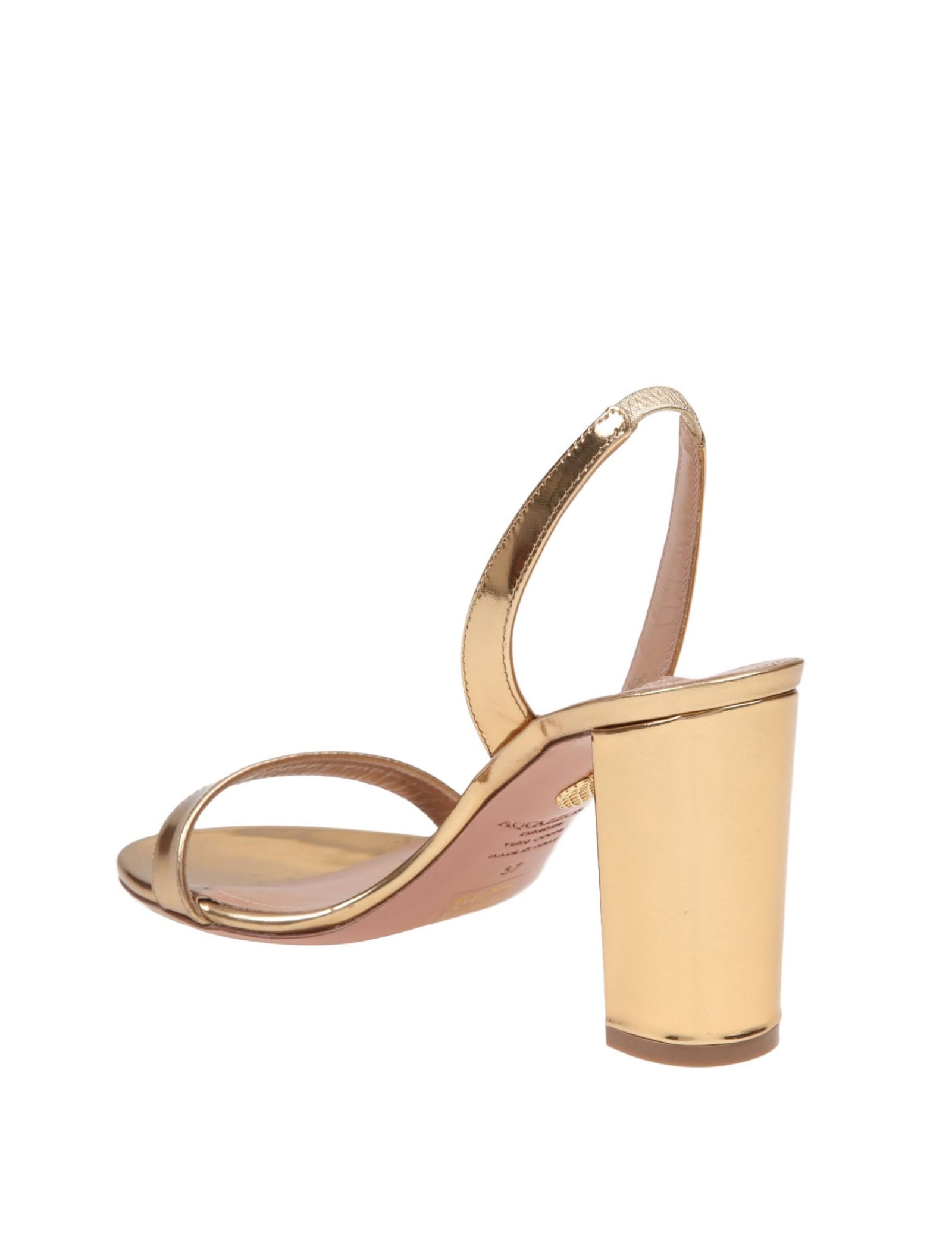 Shop Aquazzura So Nude Sandal In Mirror Effect Leather In Gold